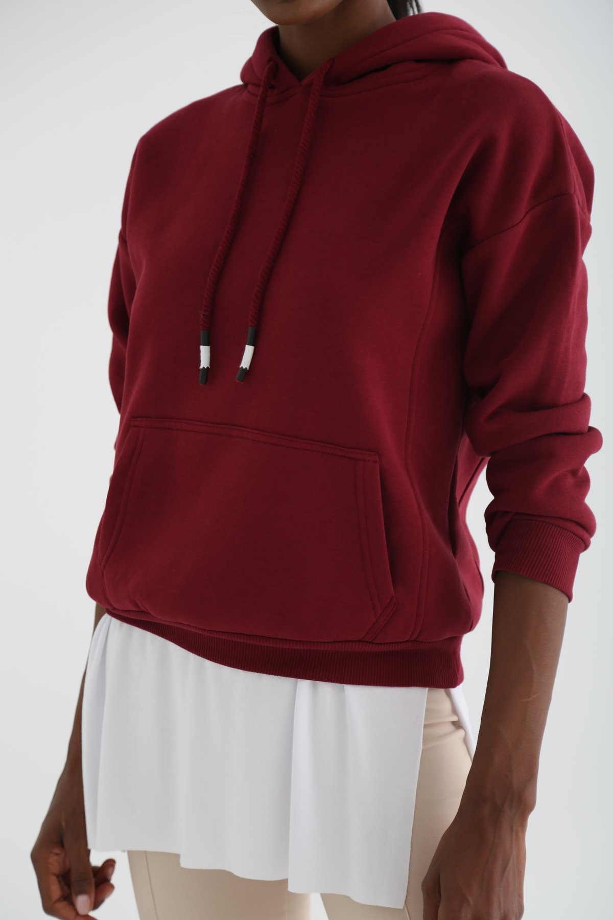 Vişne Çürüğü Şardonlu Kapüşonlu Sweatshirt 3294