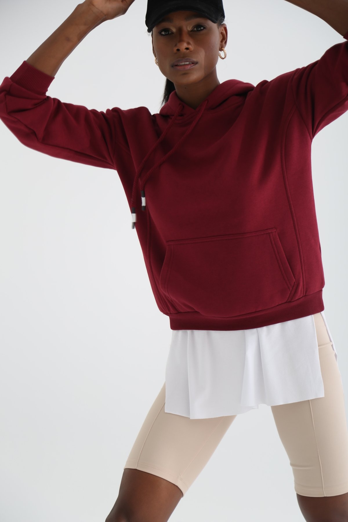Vişne Çürüğü Şardonlu Kapüşonlu Sweatshirt 3294