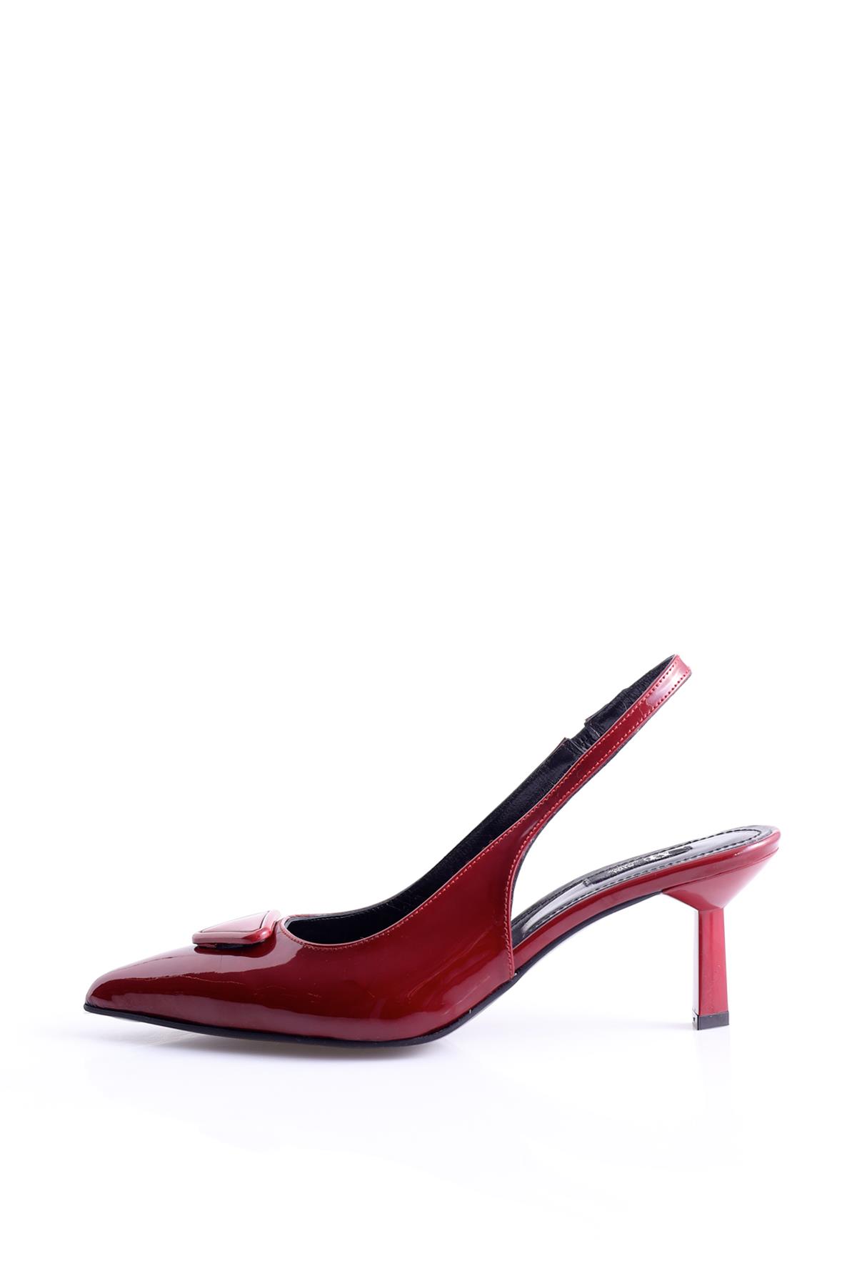 Vişne Sivri Burun Topuklu Slingback 