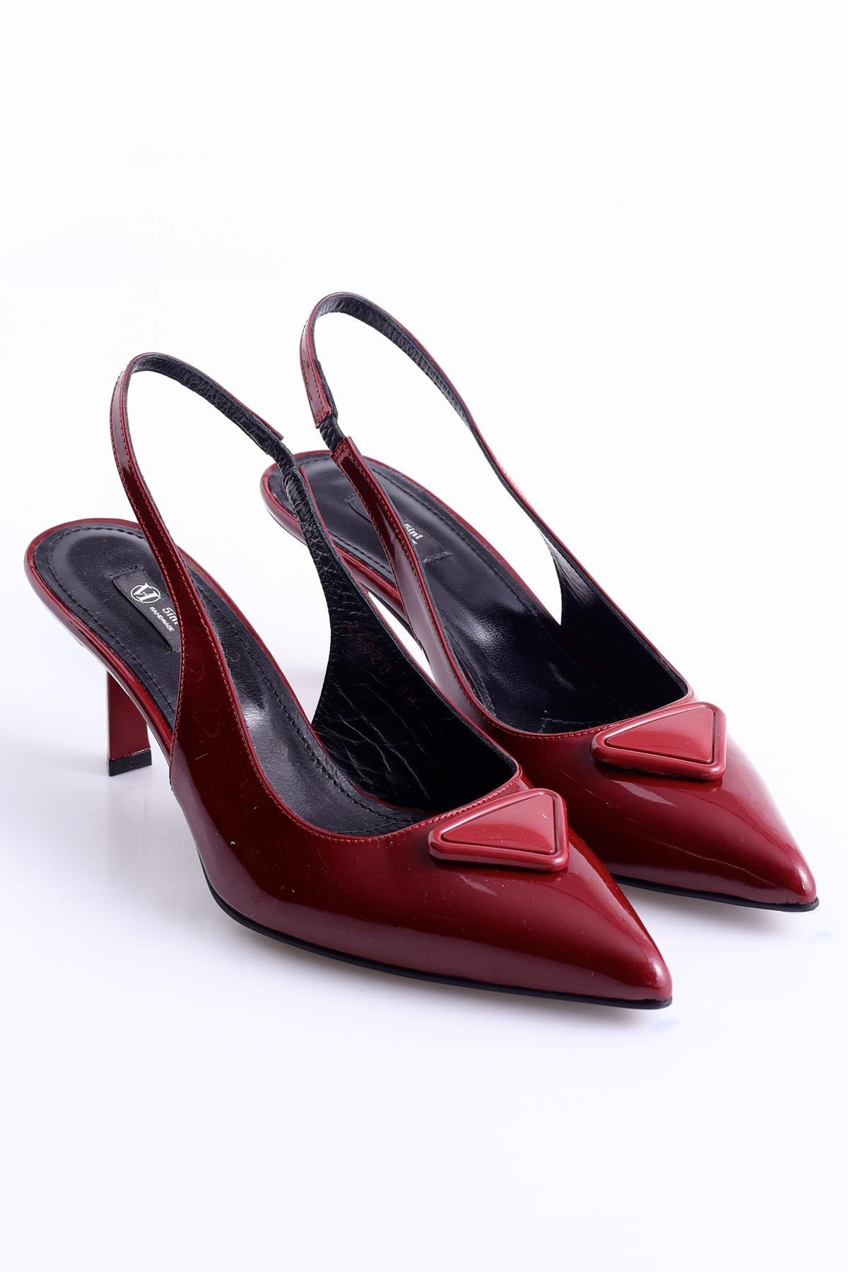 Vişne Sivri Burun Topuklu Slingback 