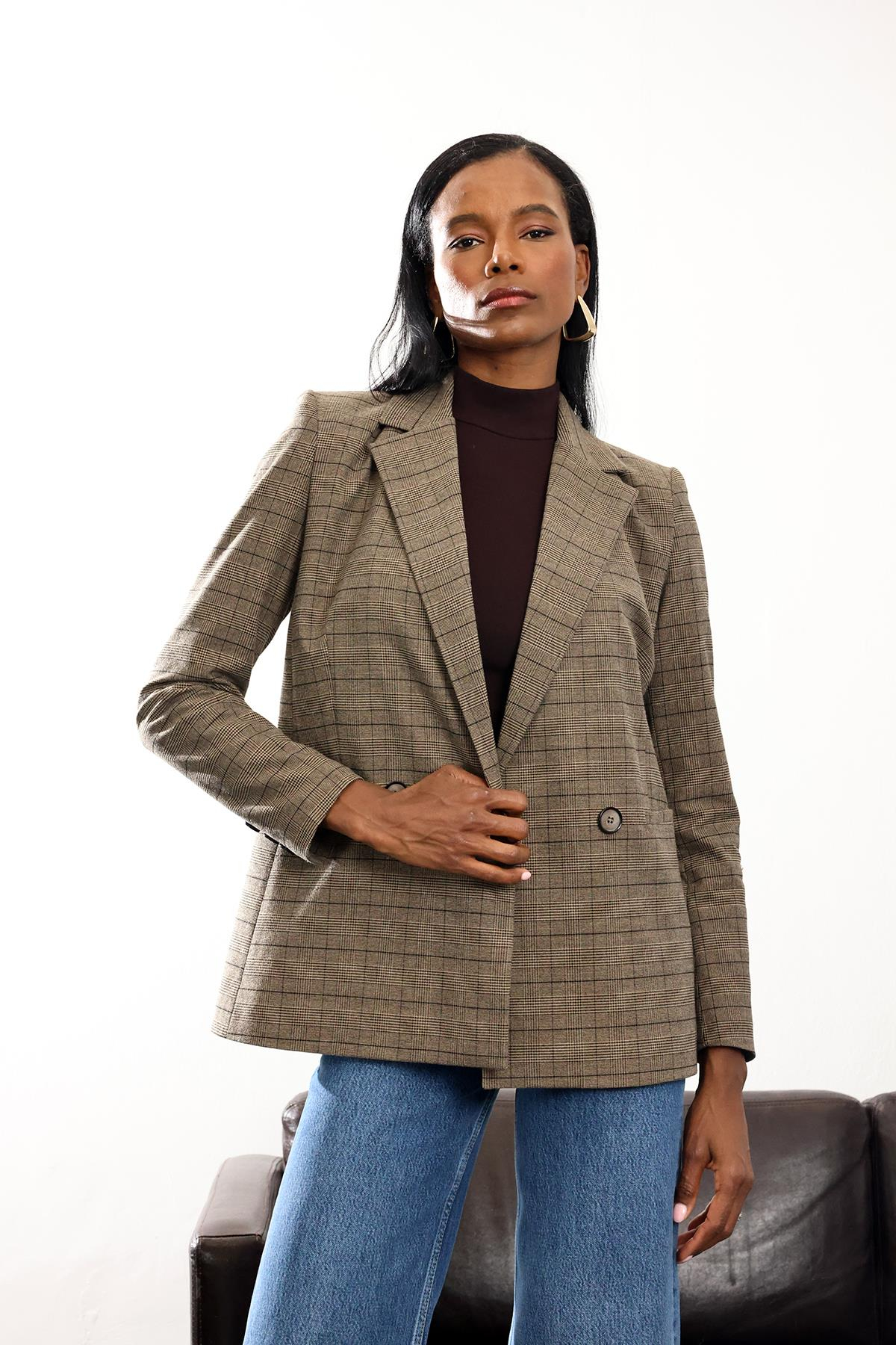 Vizon Çizgili Blazer Ceket 5174