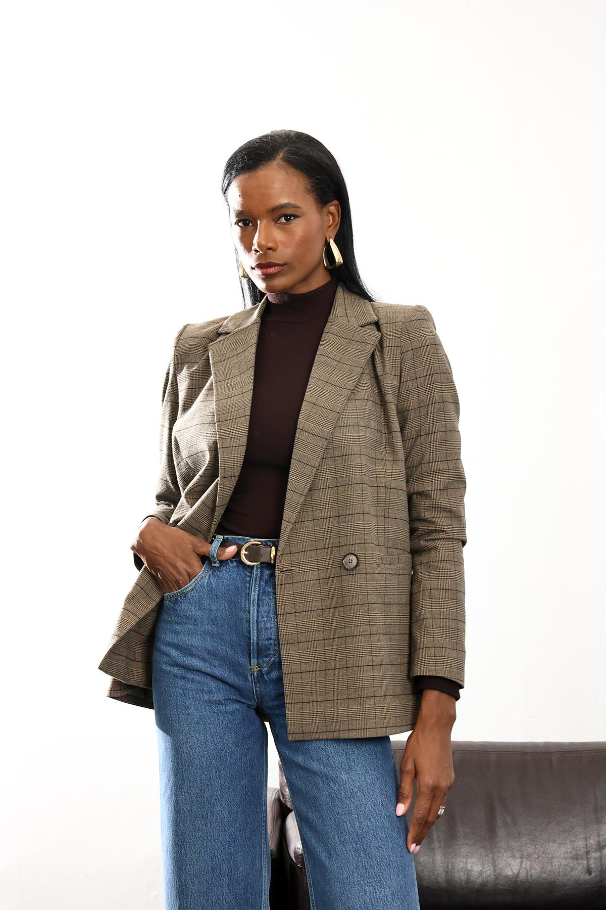 Vizon Çizgili Blazer Ceket 5174