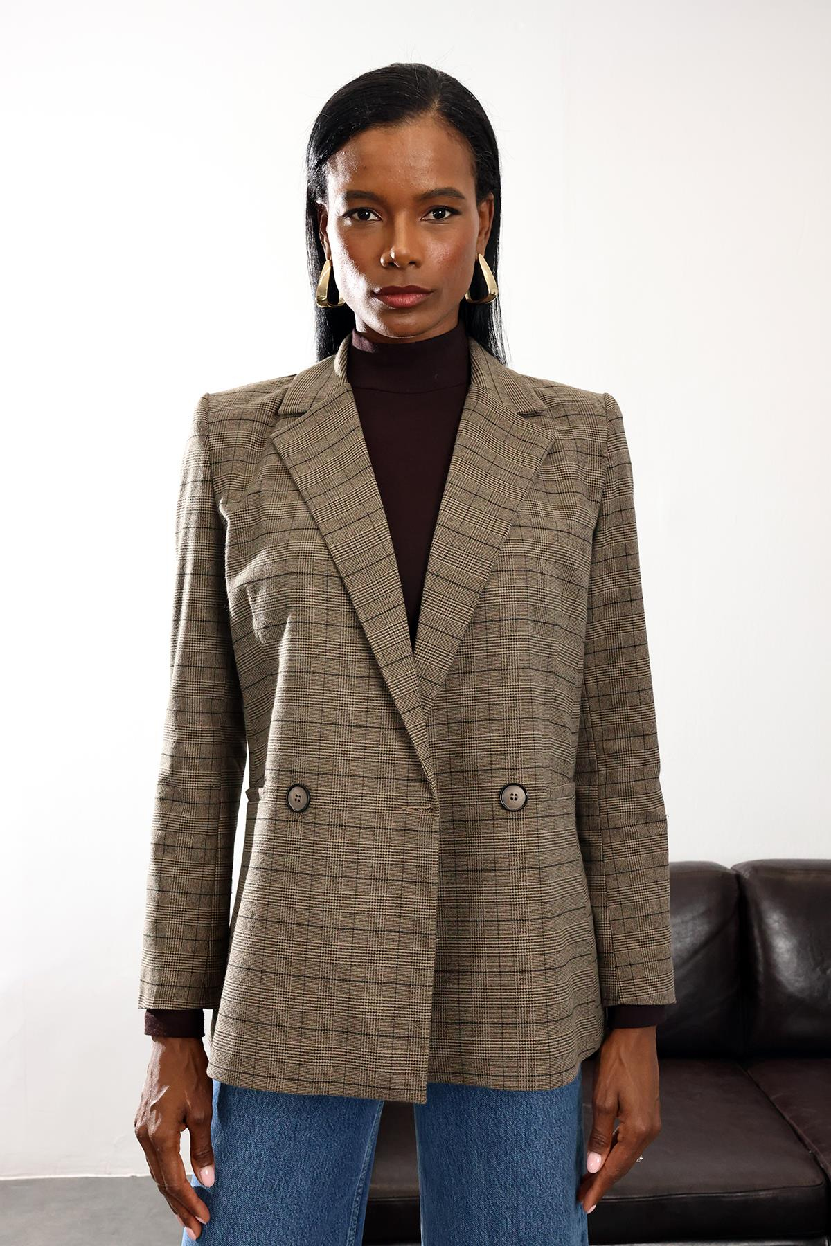 Vizon Çizgili Blazer Ceket 5174