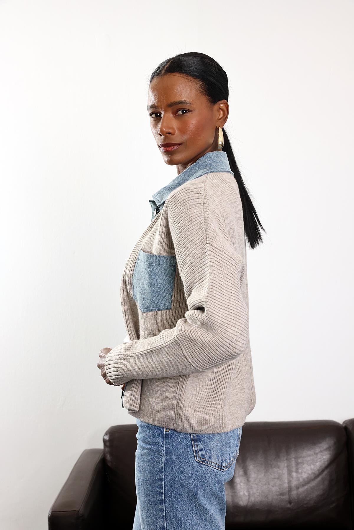 Vizon Denim Detaylı Hırka 28917