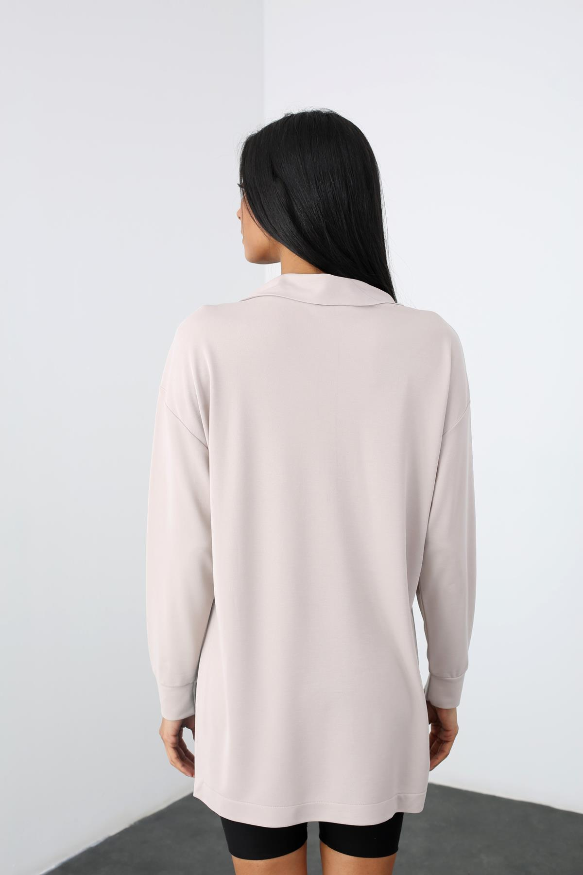Vizon Fermuarlı Yanı Yırtmaçlı Sweatshirt 
