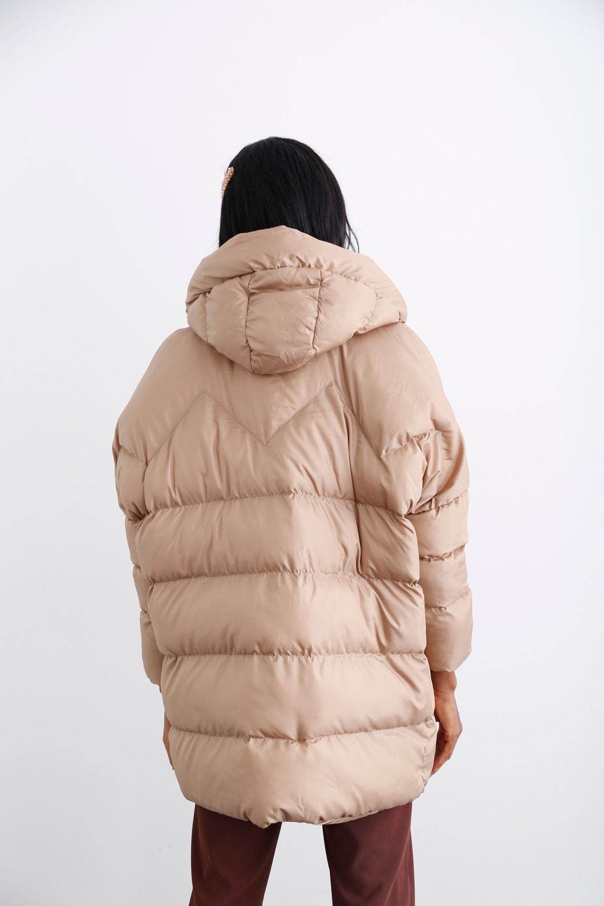 Vizon Kapüşonlu Şişme Mont D89611