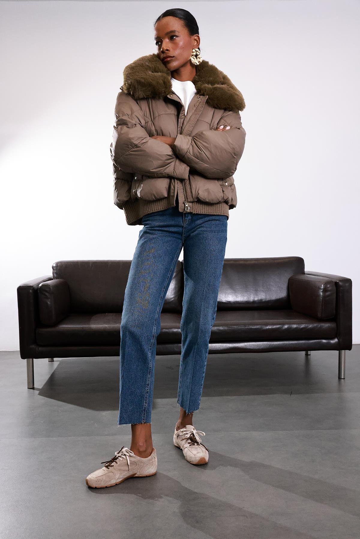 Vizon Kürk Yakalı Şişme Mont 99784