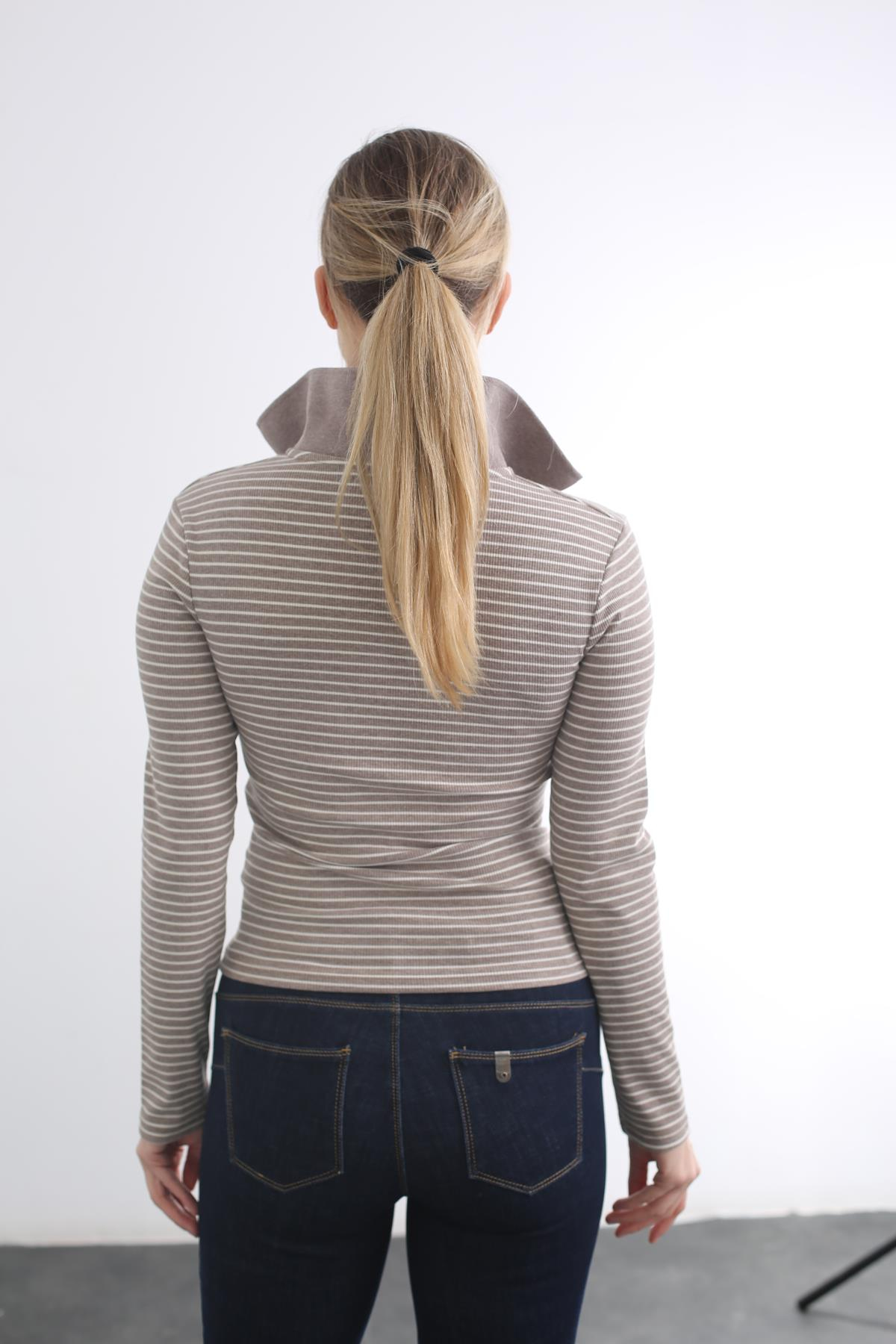 Vizon Polo Yaka Fermuarlı Bluz 4664