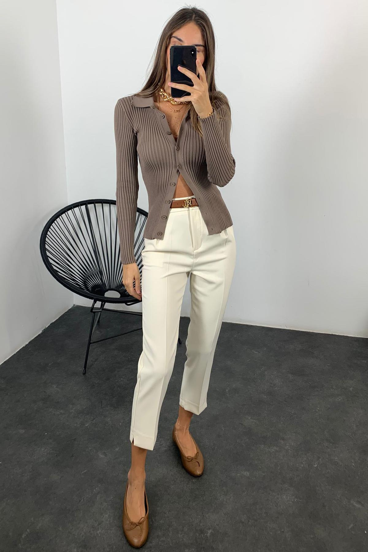 Vizon Polo Yaka Fitilli Hırka 0701