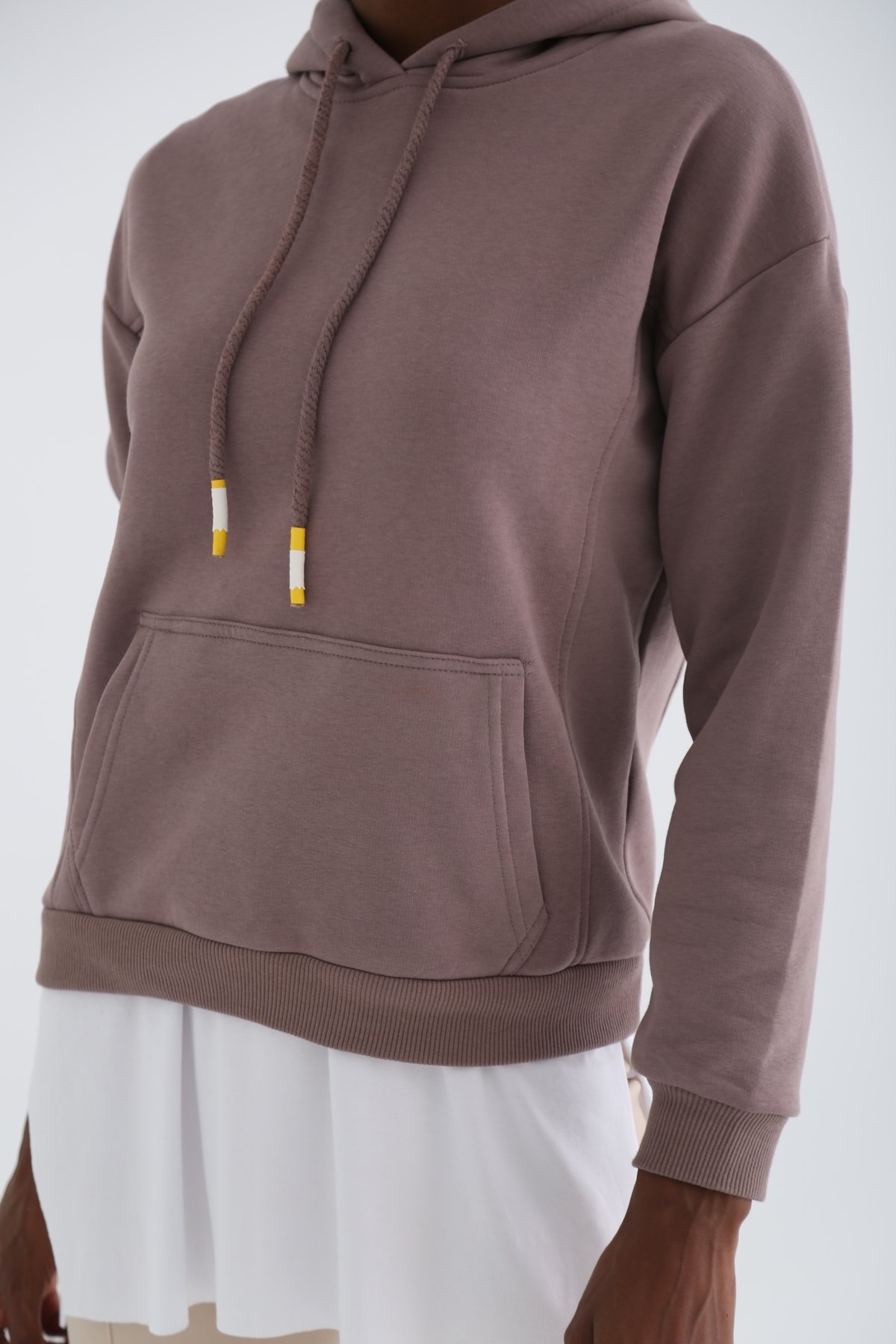 Vizon Şardonlu Kapüşonlu Sweatshirt 3294