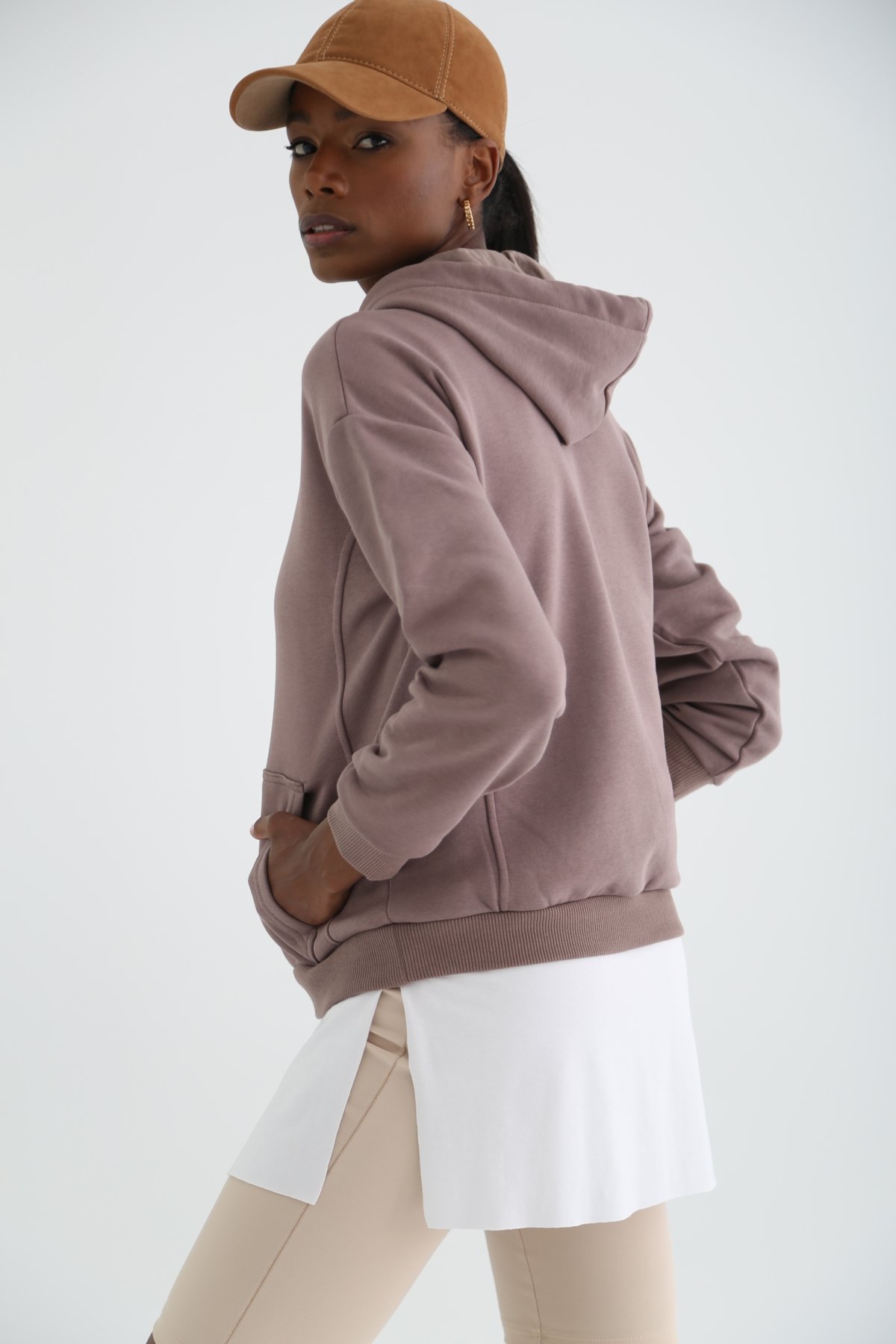 Vizon Şardonlu Kapüşonlu Sweatshirt 3294