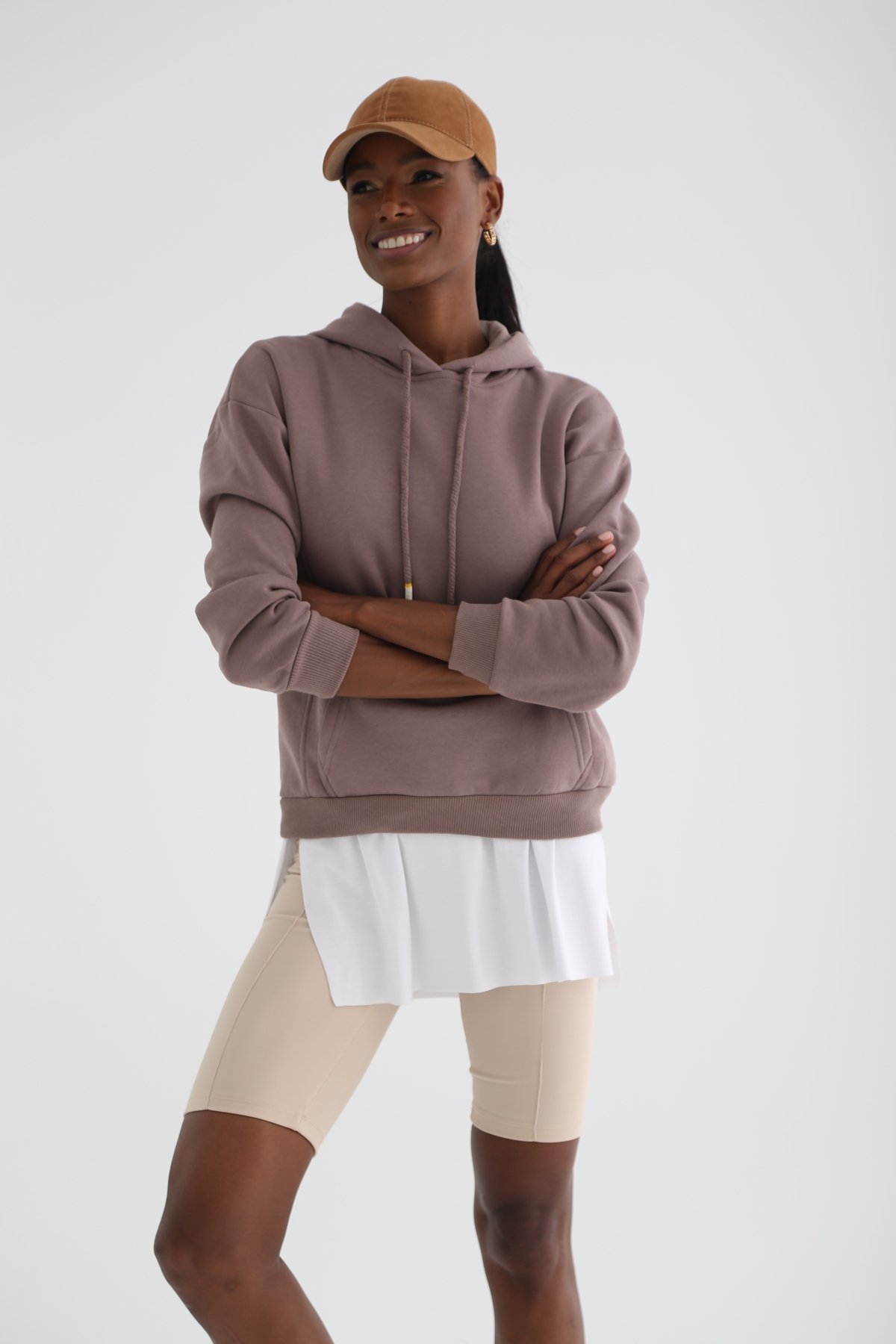 Vizon Şardonlu Kapüşonlu Sweatshirt 3294