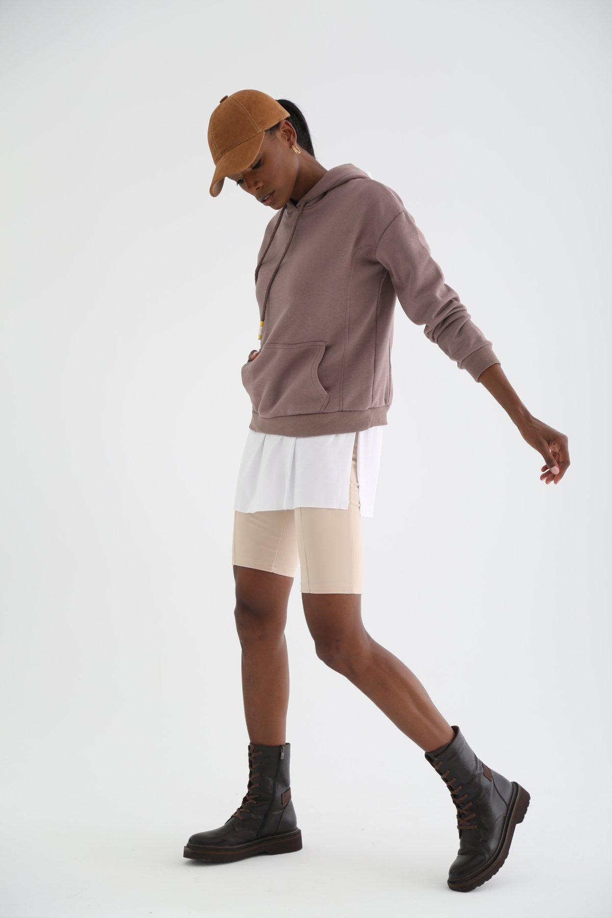 Vizon Şardonlu Kapüşonlu Sweatshirt 3294
