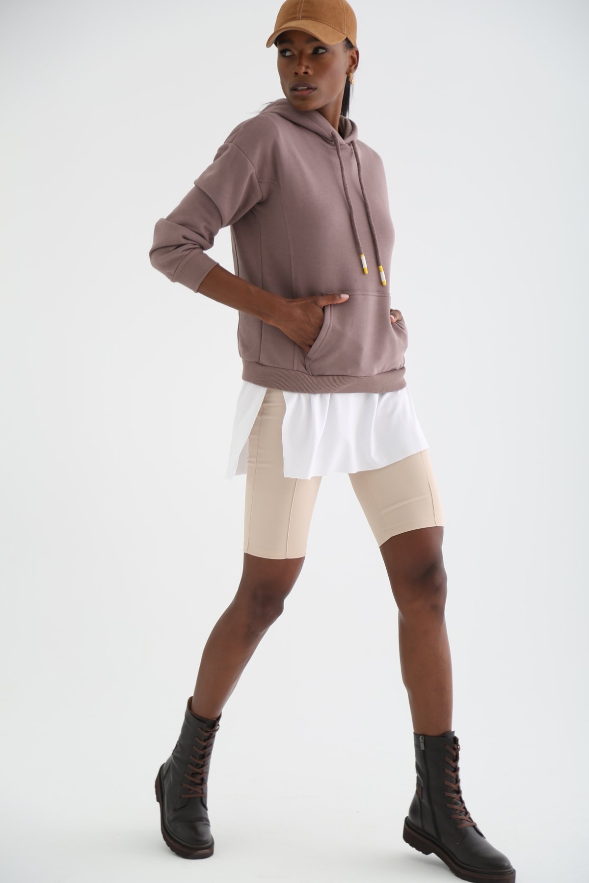 Vizon Şardonlu Kapüşonlu Sweatshirt 3294