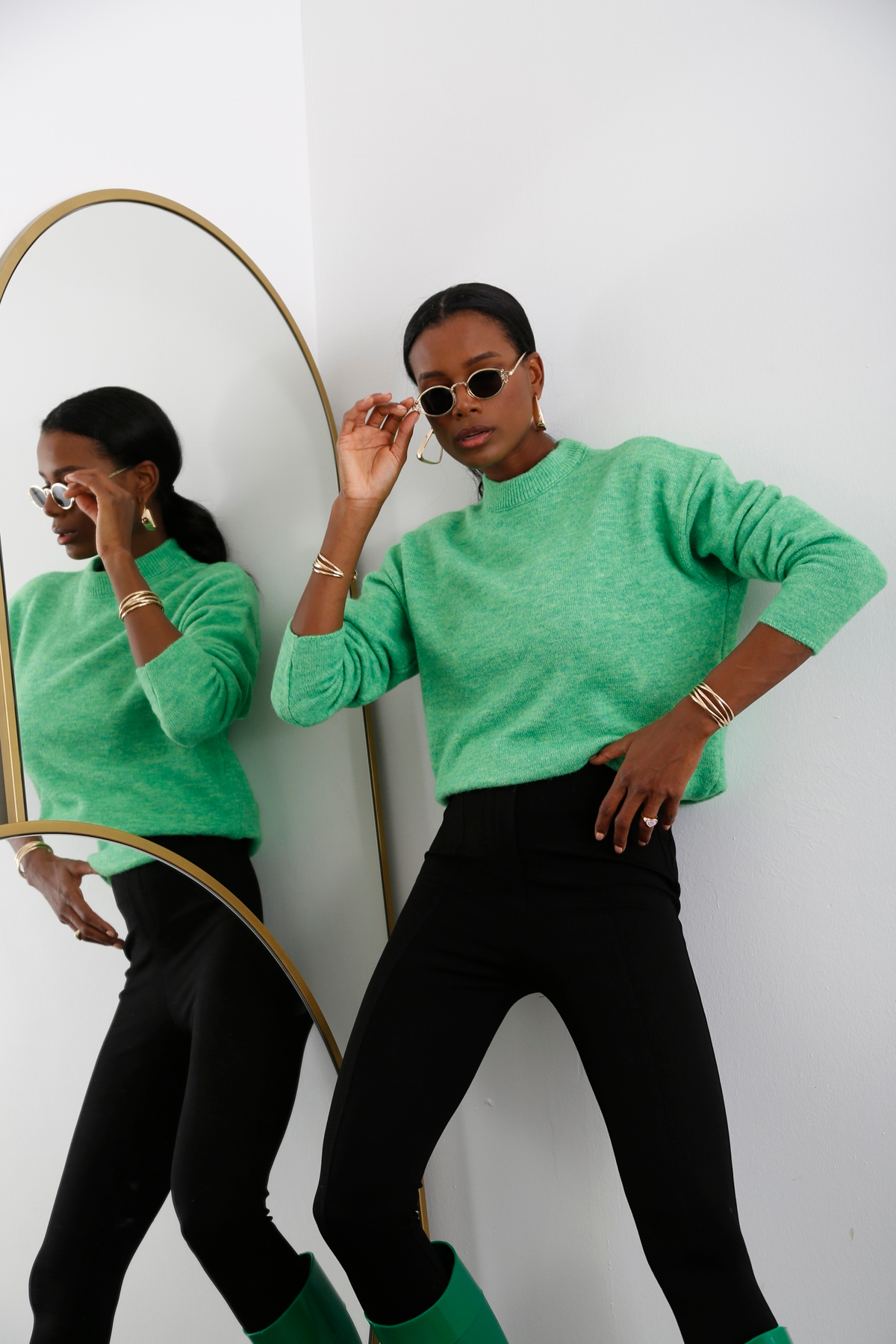 Yeşil Bisiklet Yaka Basic Kazak 