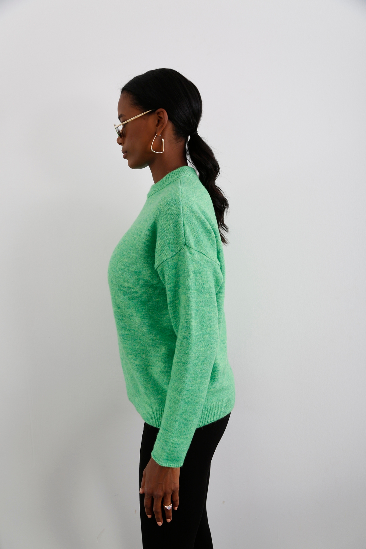 Yeşil Bisiklet Yaka Basic Kazak 