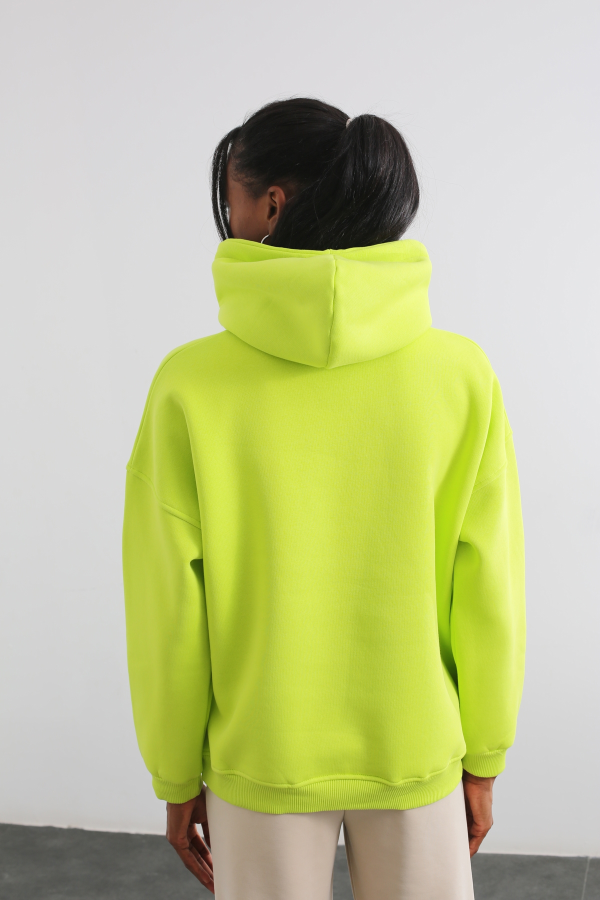 Yeşil California Baskılı Kapüşonlu Sweatshirt 13668