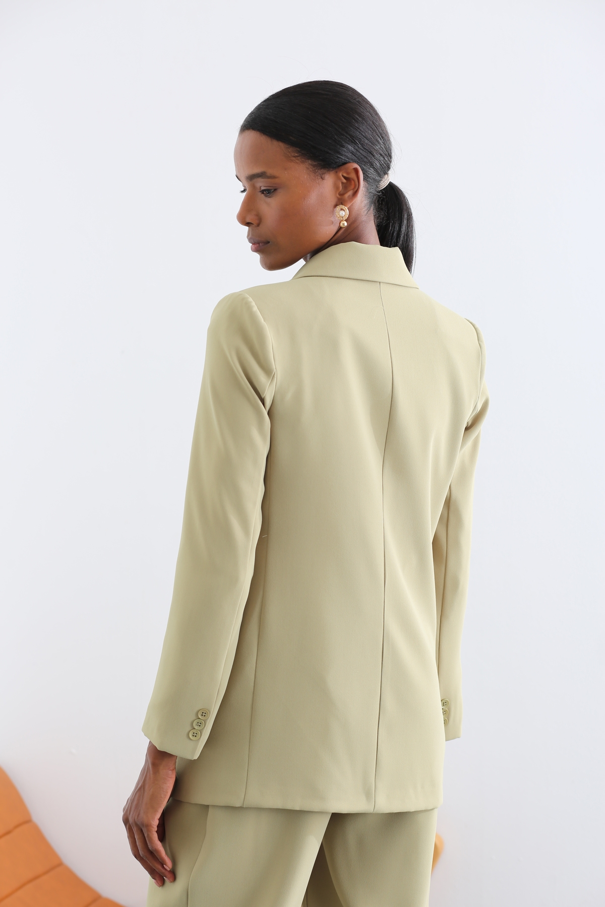 Yeşil Çift Düğmeli Blazer Ceket 