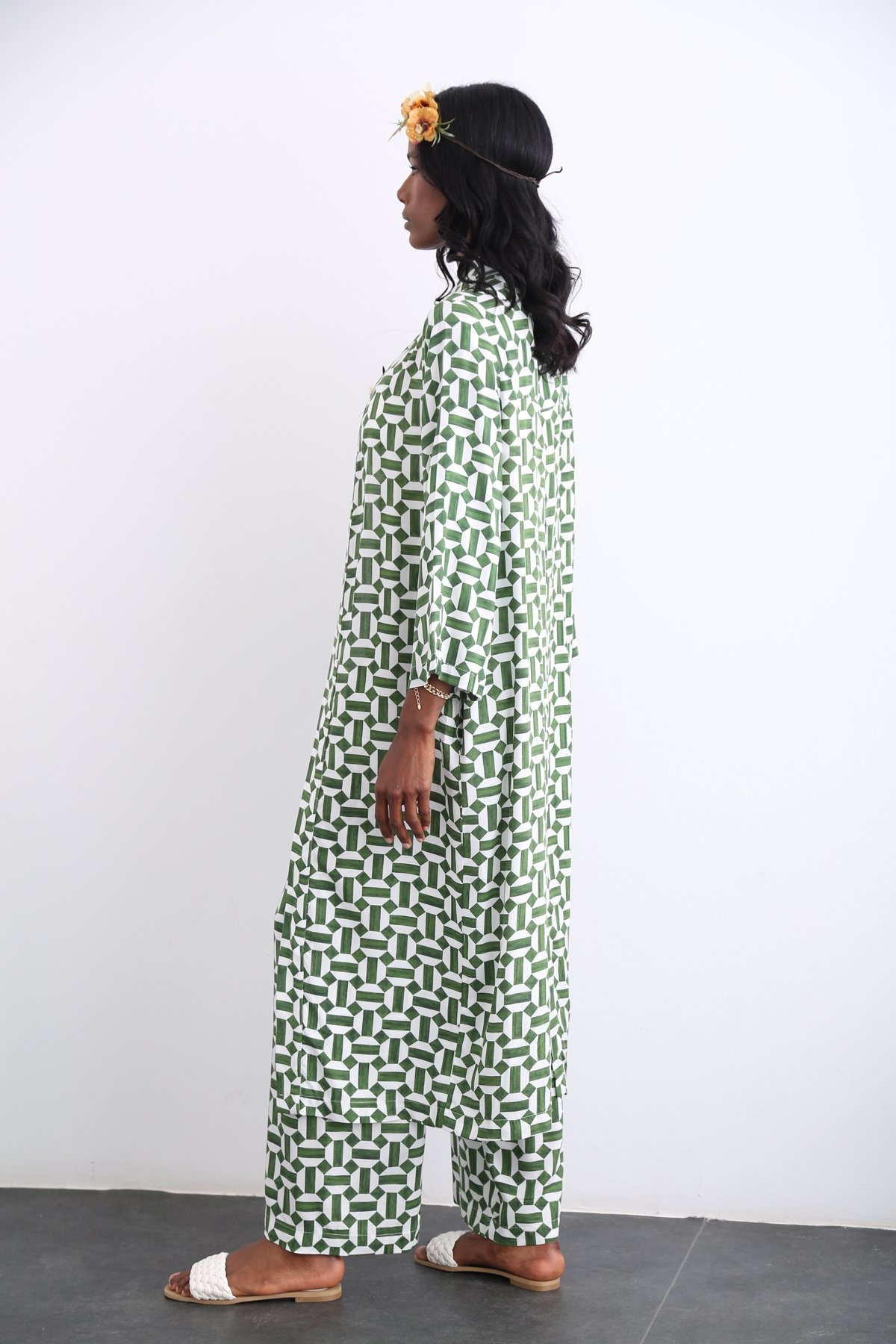 Yeşil Desenli Kimono Takım 96067