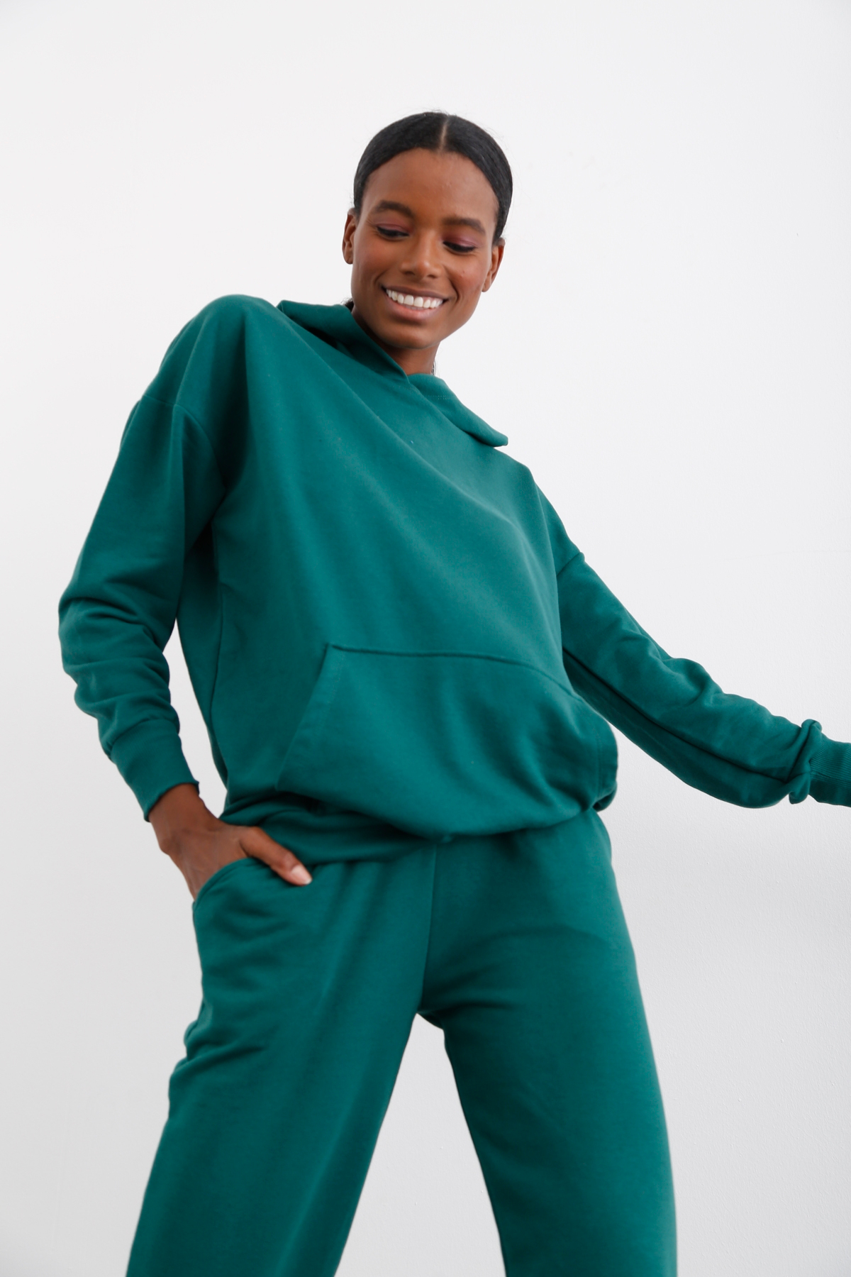 Yeşil Kanguru Cepli Sweatshirt 3234