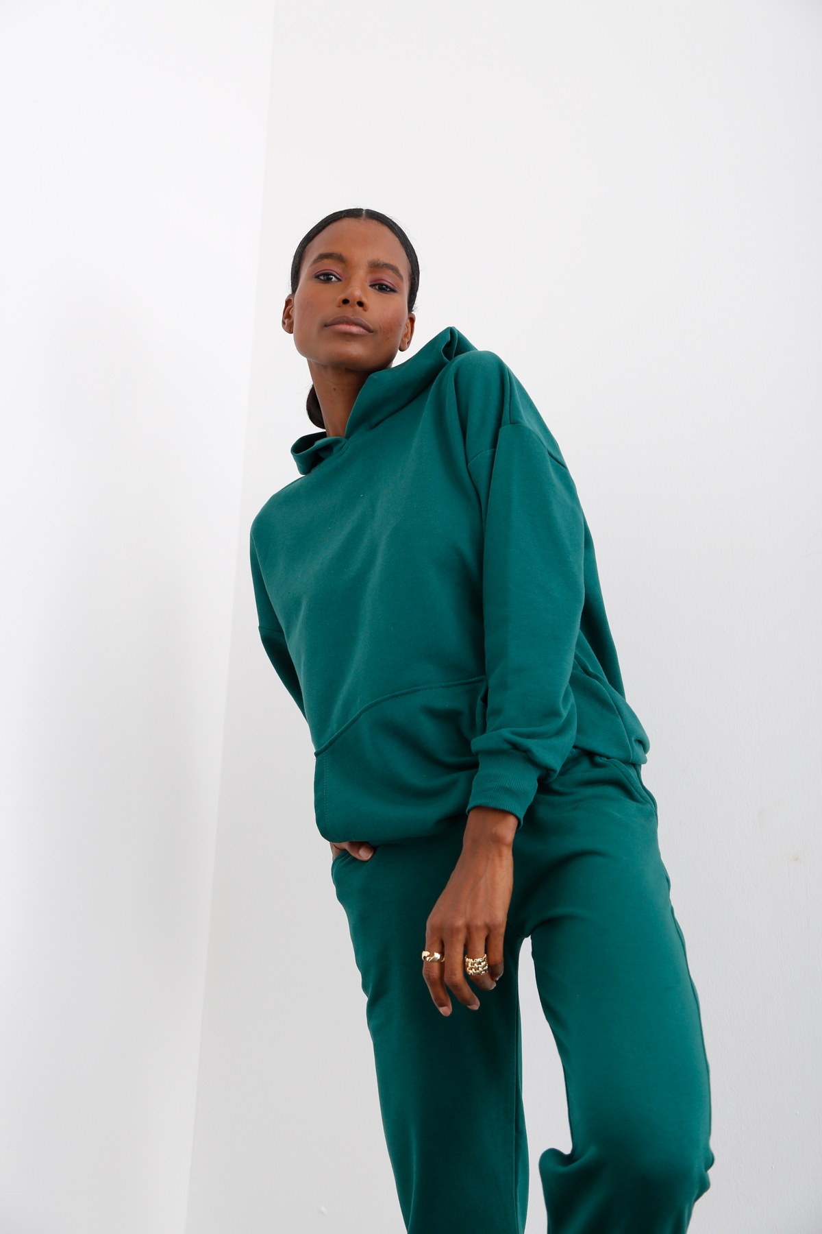 Yeşil Kanguru Cepli Sweatshirt 3234