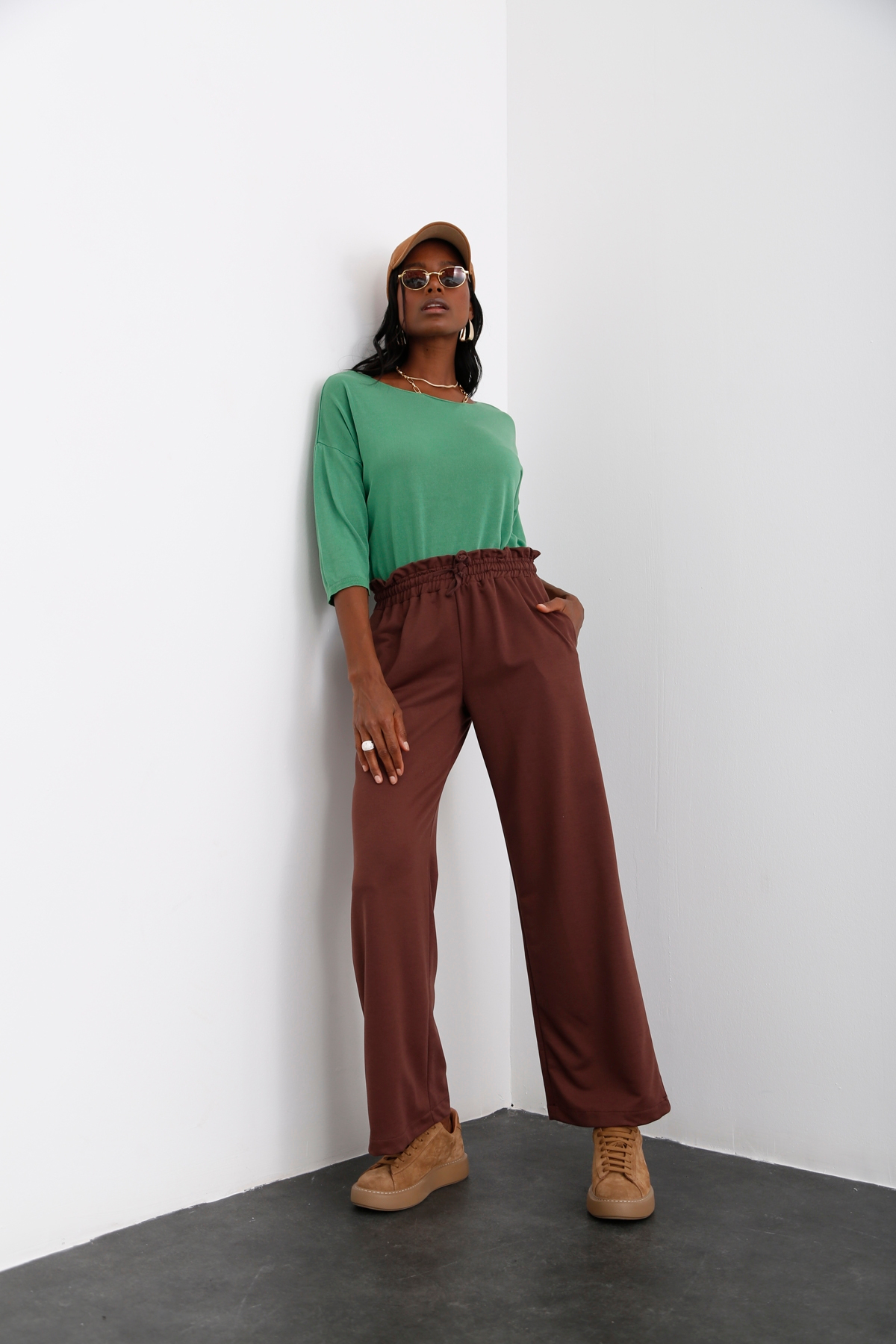 Yeşil Kesik Yaka Merserize Triko 928