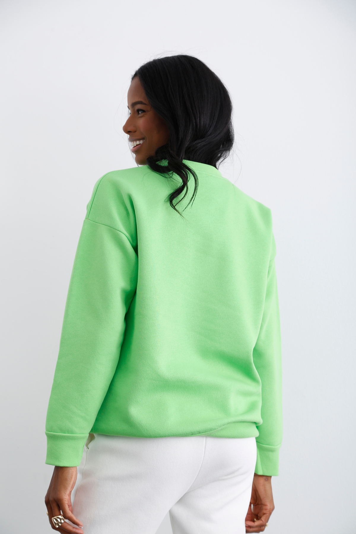 Yeşil Neon Harvard Baskılı Şardonlu Sweatshirt 3630