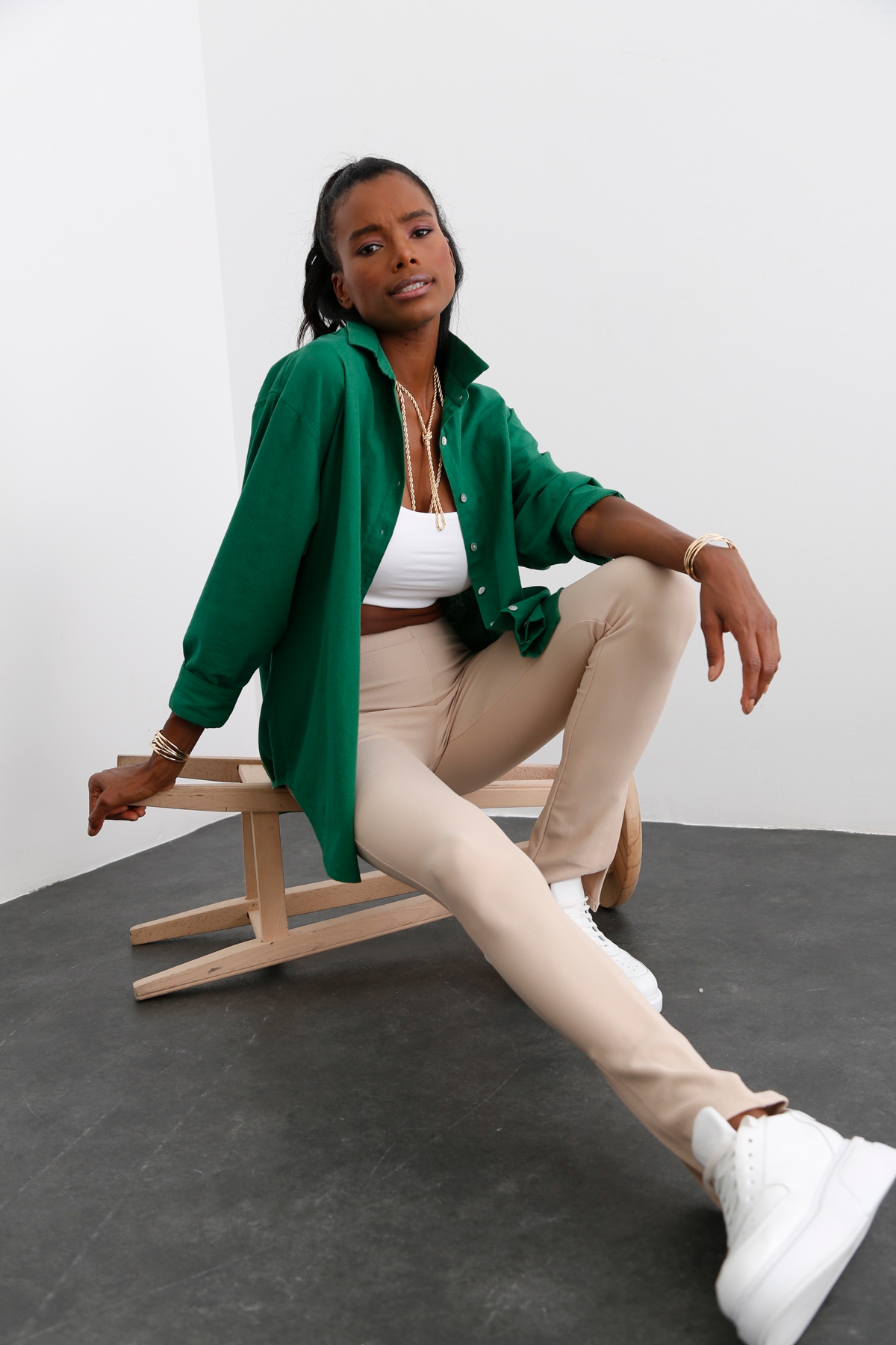 Yeşil Oversize Gömlek 08