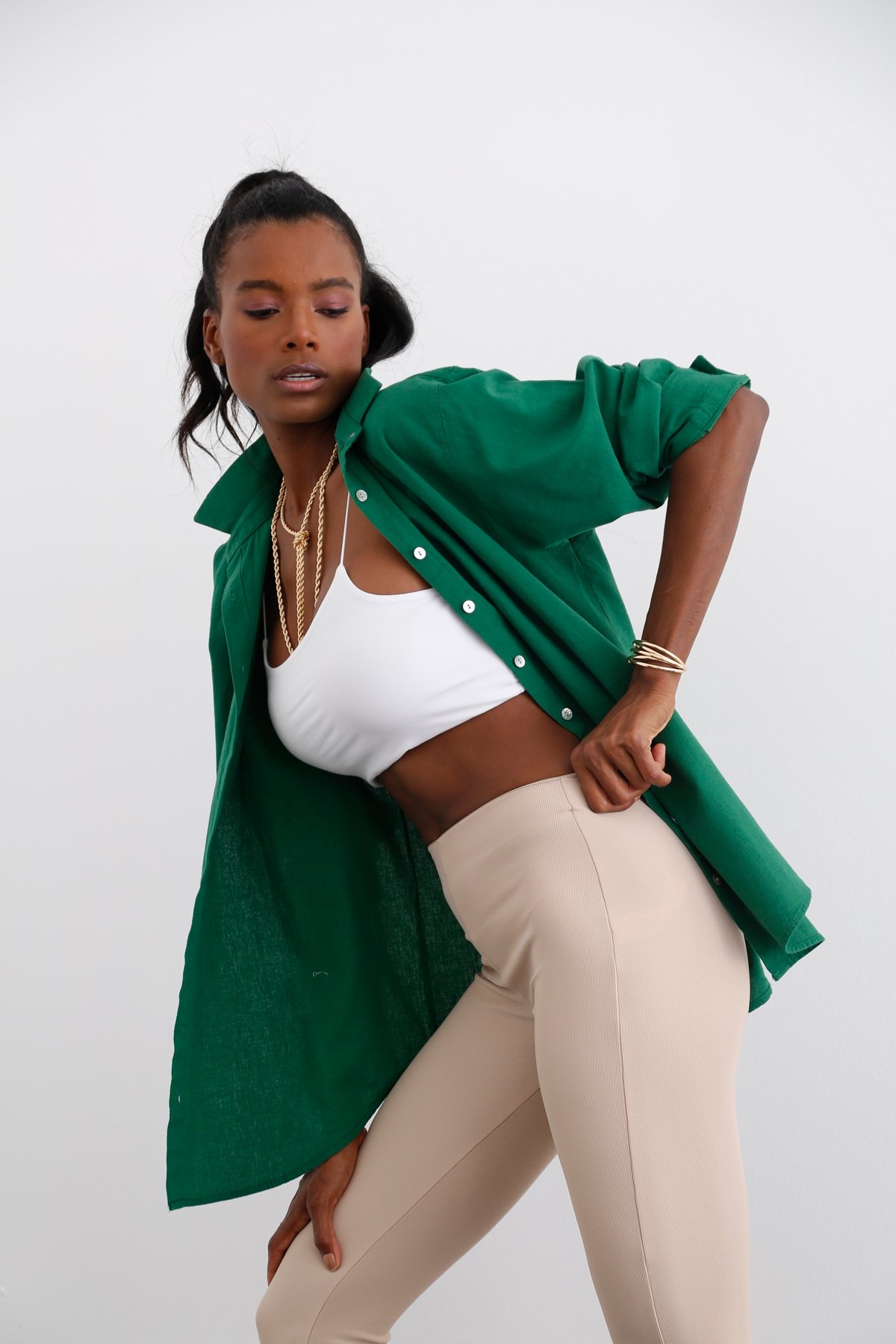 Yeşil Oversize Gömlek 08