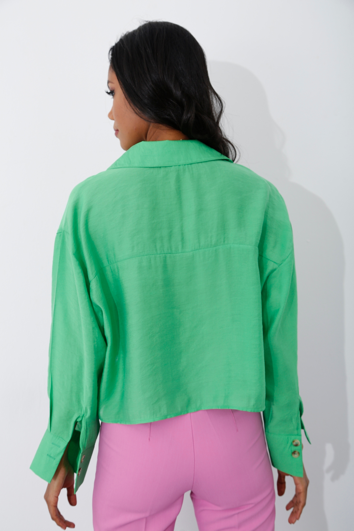 Yeşil Oversize Kısa Gömlek 4725