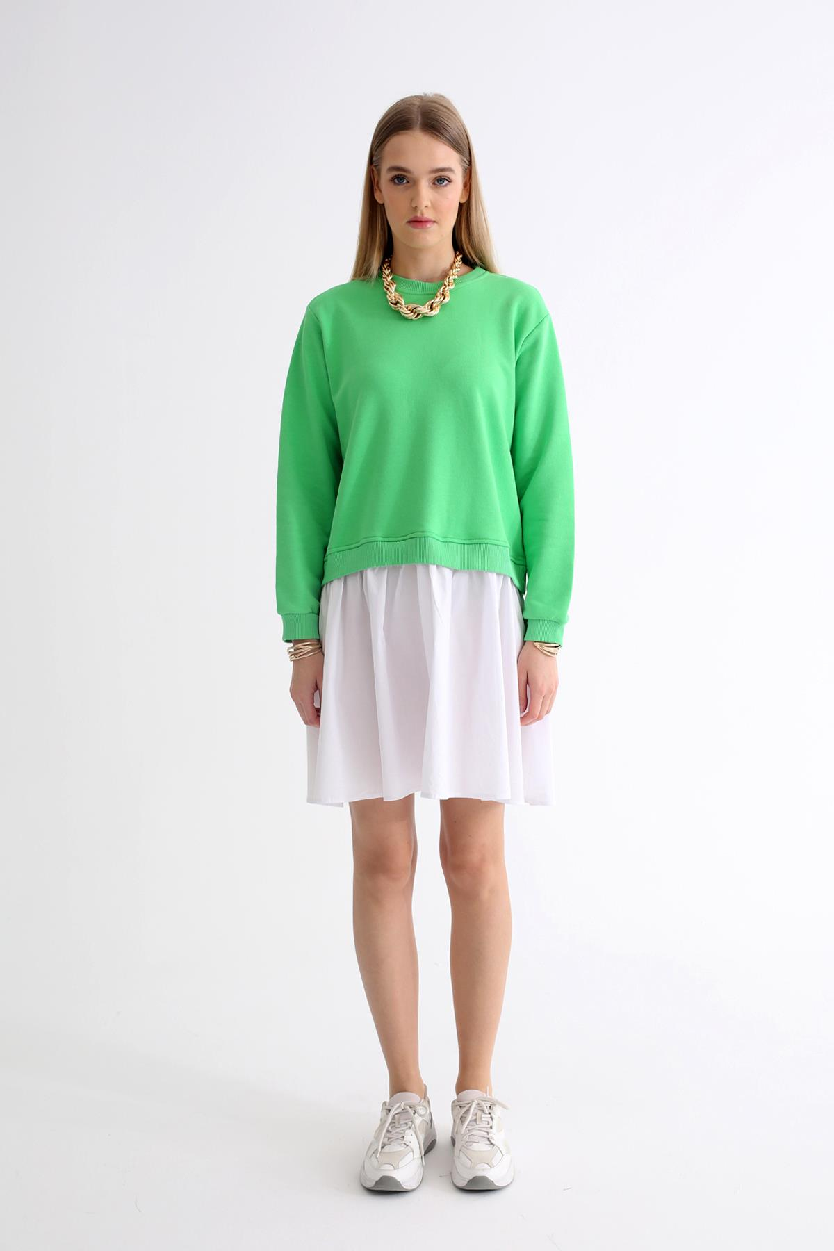 Yeşil Sweatshirt Elbise 0046