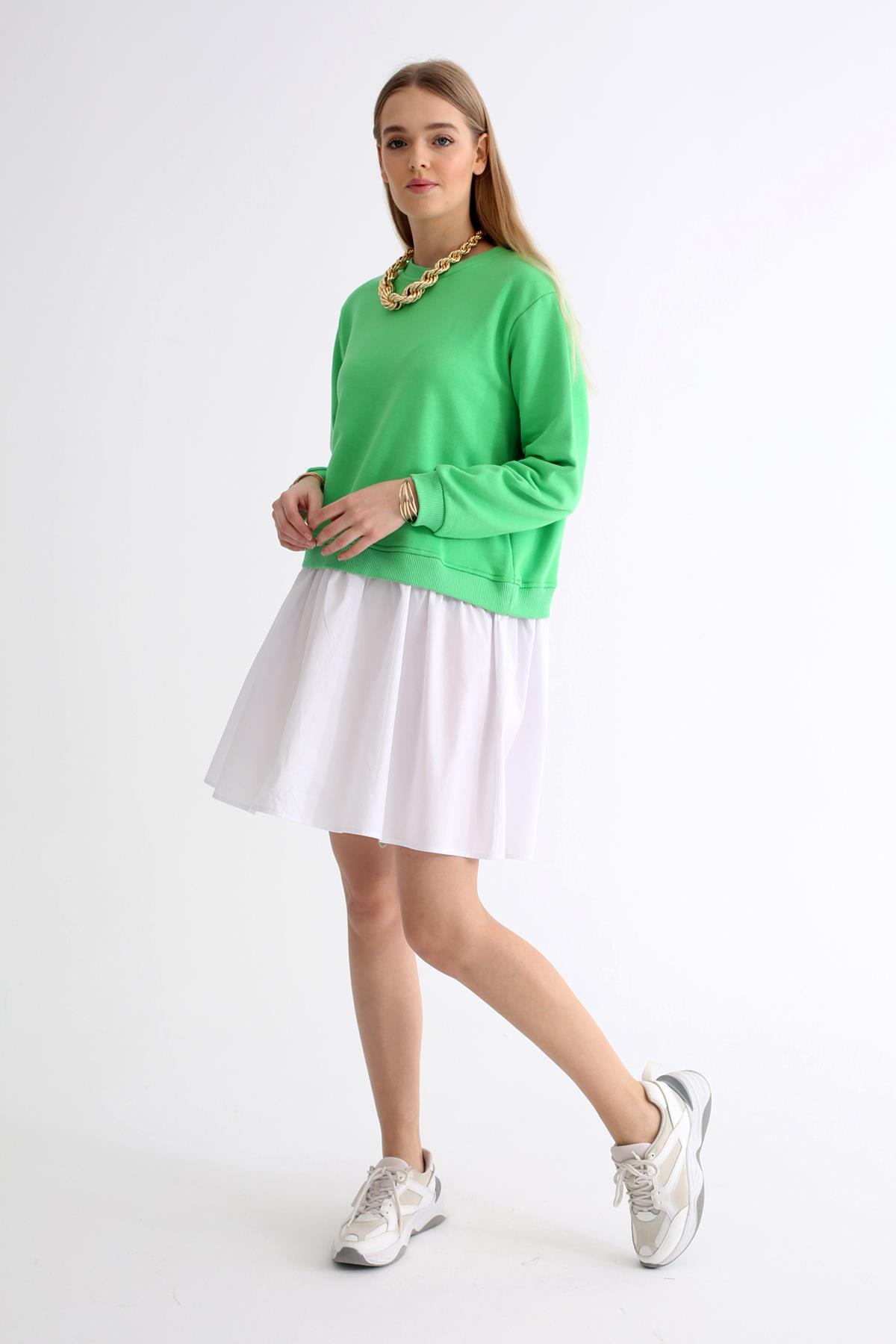 Yeşil Sweatshirt Elbise 0046