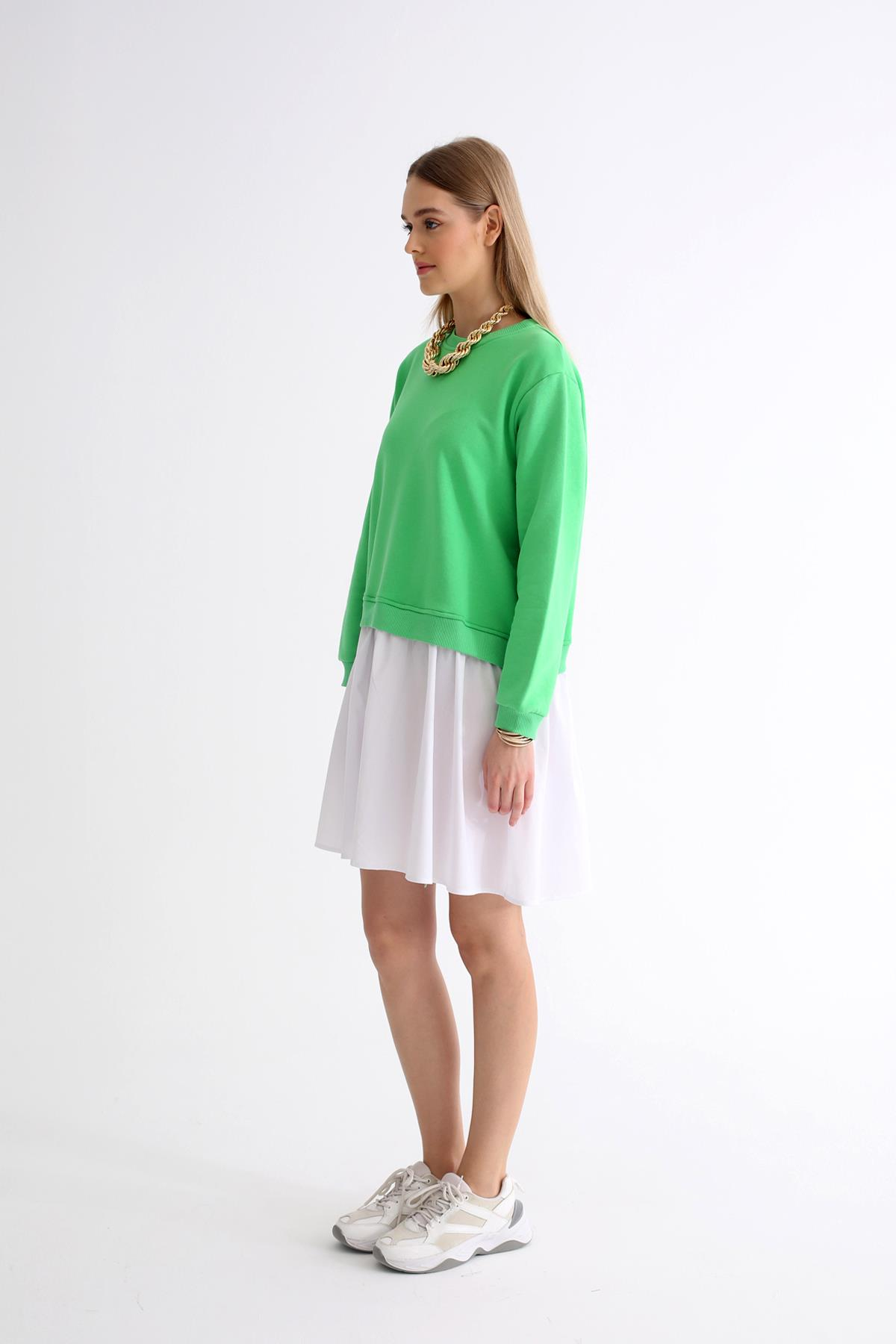 Yeşil Sweatshirt Elbise 0046