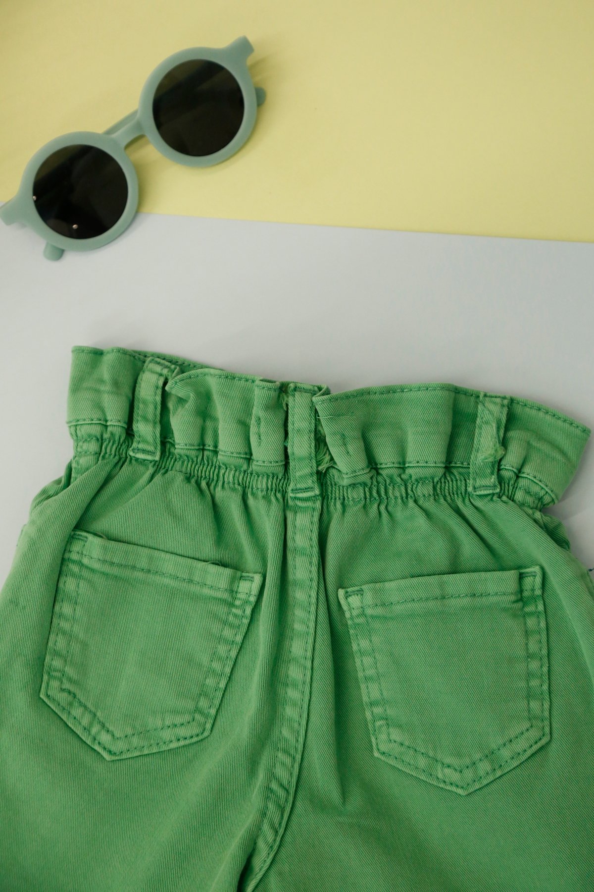 Yeşil Unisex Yumuşak Jean Şort 538