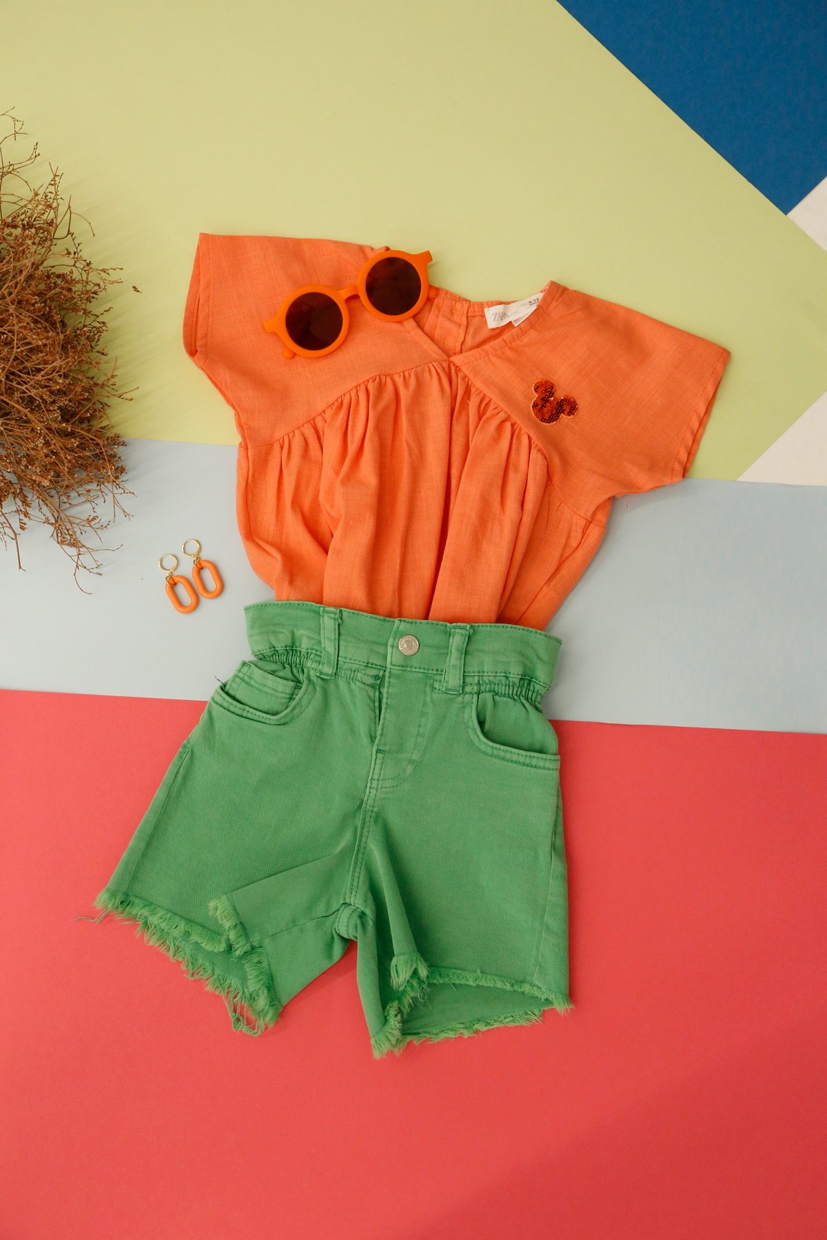 Yeşil Unisex Yumuşak Jean Şort 538