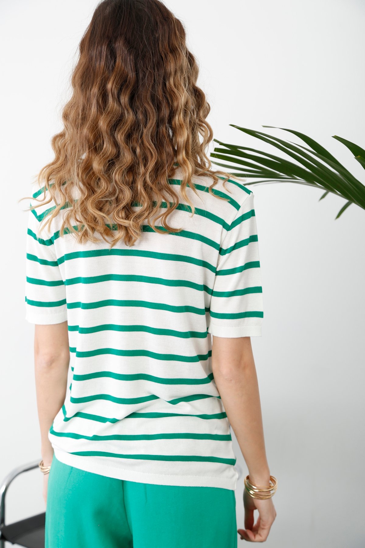 Yeşil V Yaka Merserize Tshirt 736