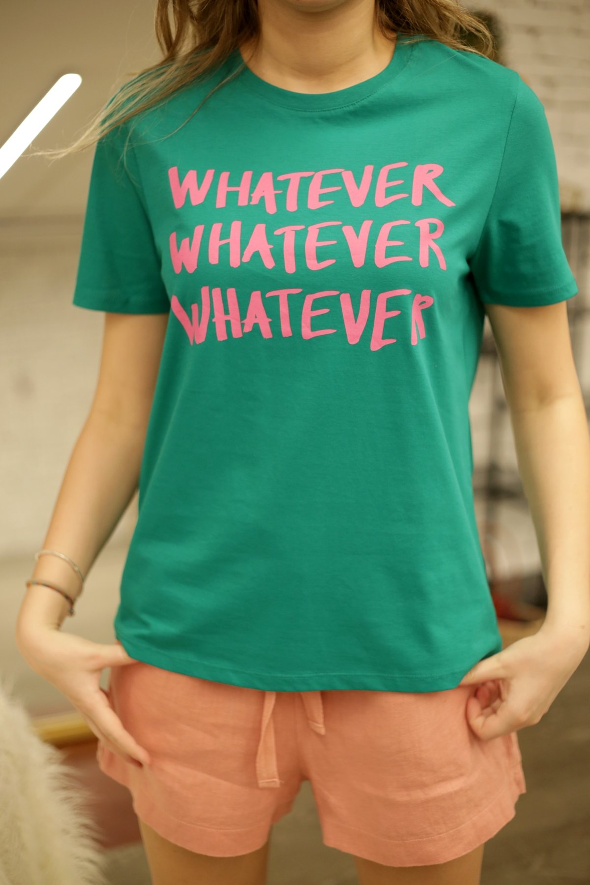 Yeşil Whatever Baskılı Tshirt 