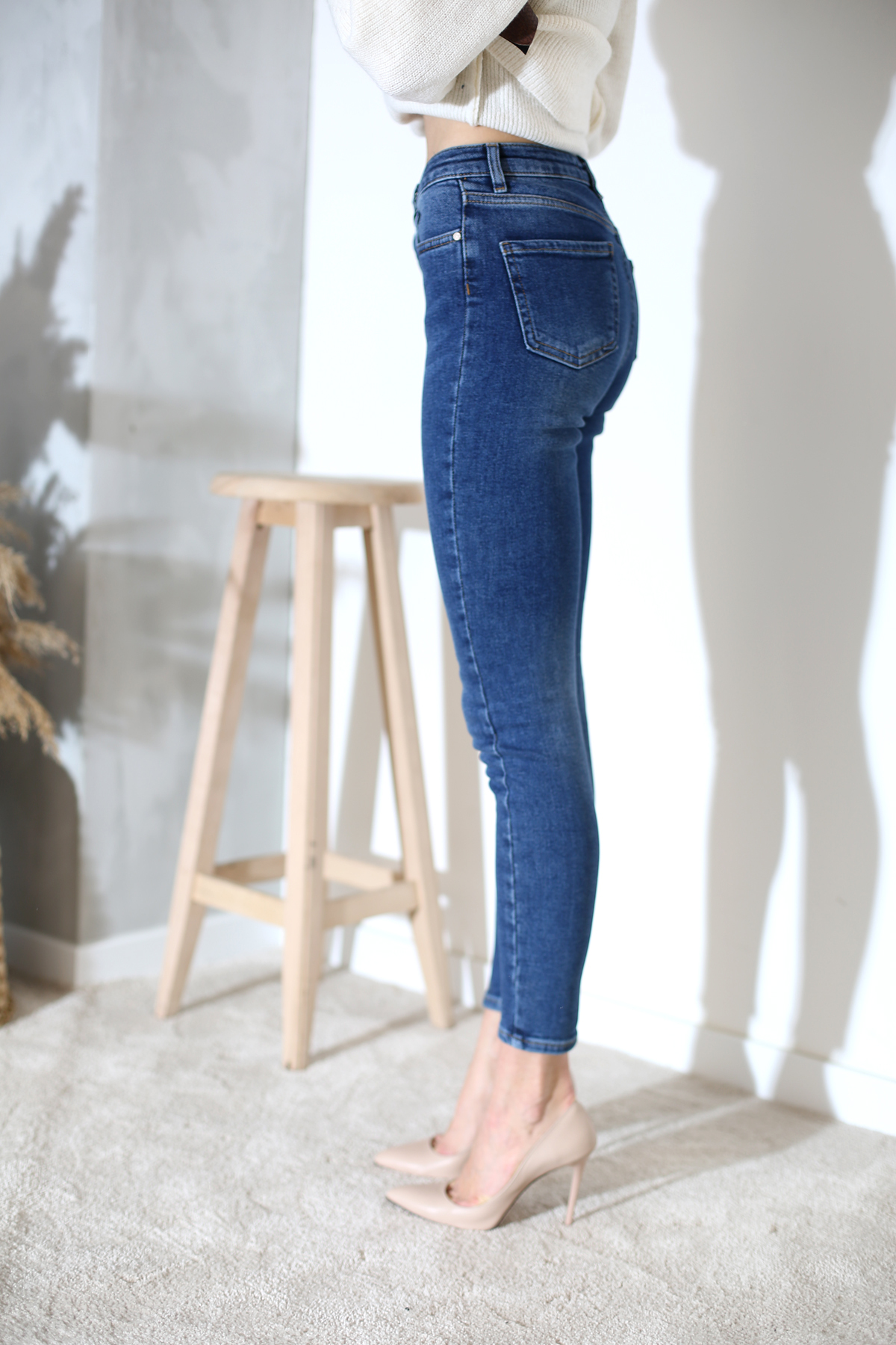 Yıkamalı Mavi Süper Skinny Jean-D165