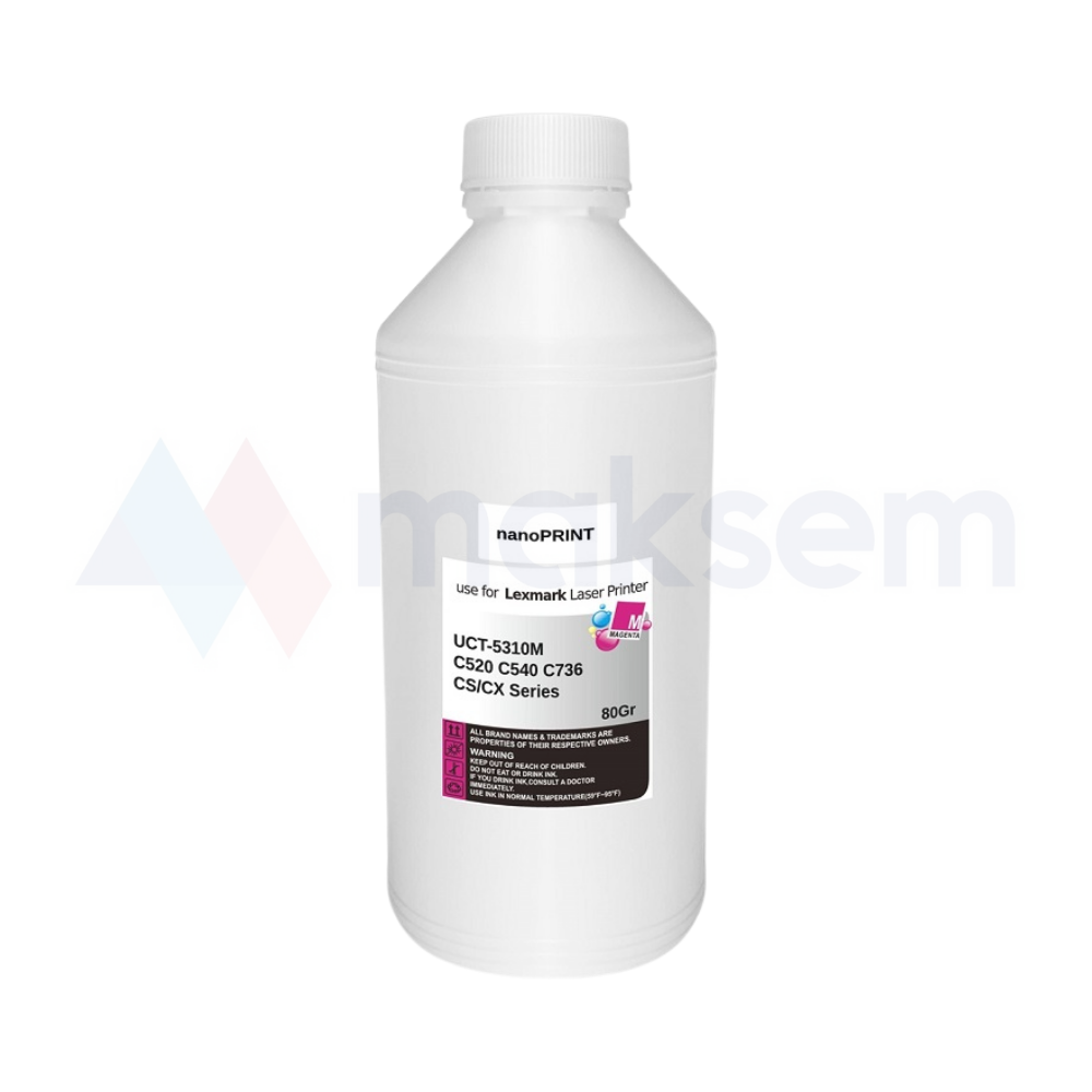 Kırmızı Toner Tozu 80gr UCT-5310M nanoPRINT, Lexmark C520 C540 C736 CS