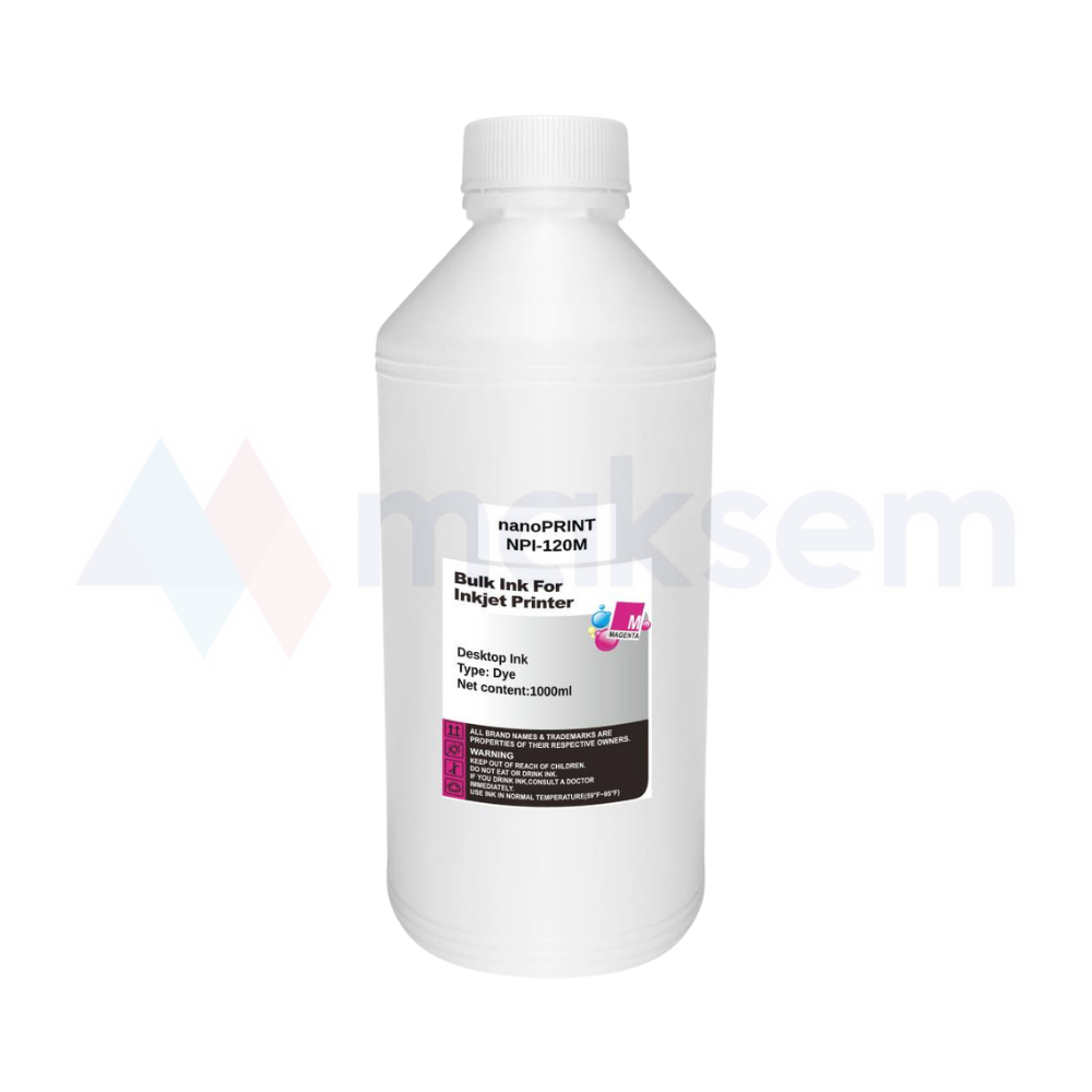 Kırmızı Mürekkep Dye (Ink) 1000ml NPI-120M, Canon Universal Kartuş Modelleri: PG-40 CL-41 PG-50