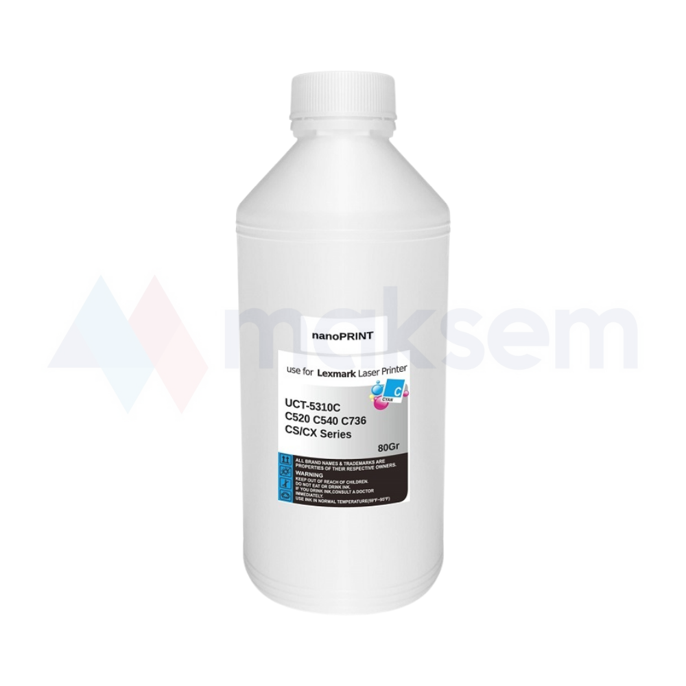 Mavi Toner Tozu 80gr UCT-5310C nanoPRINT, Lexmark C520 C540 C736 CS