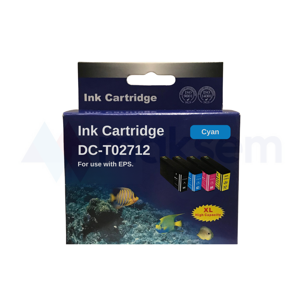 Muadil Mavi Kartuş 1,1K E2712XL 27XL C13T27124020, Epson WorkForce WF-3620dwf WF-3620wf