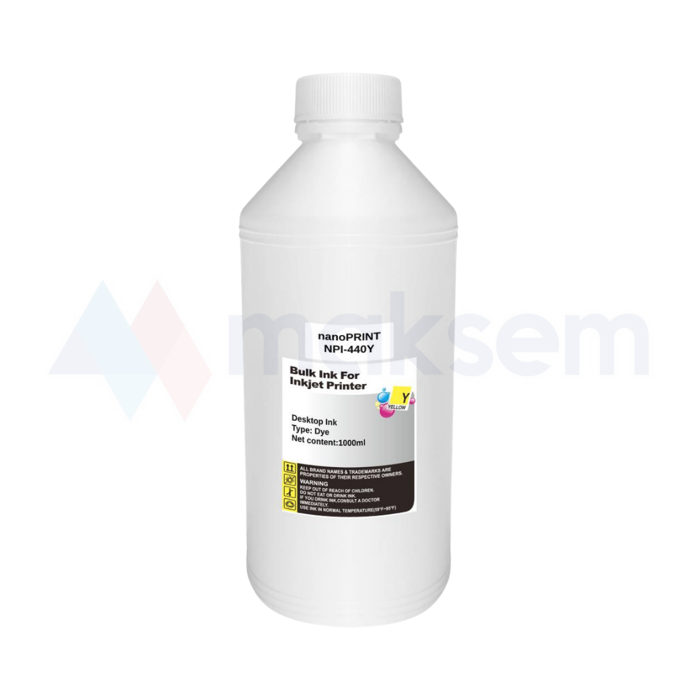 Sarı Mürekkep Dye (Ink) 1000ml 664 NPI-440Y, Epson Universal Kartuş Modelleri: T0594 T0874