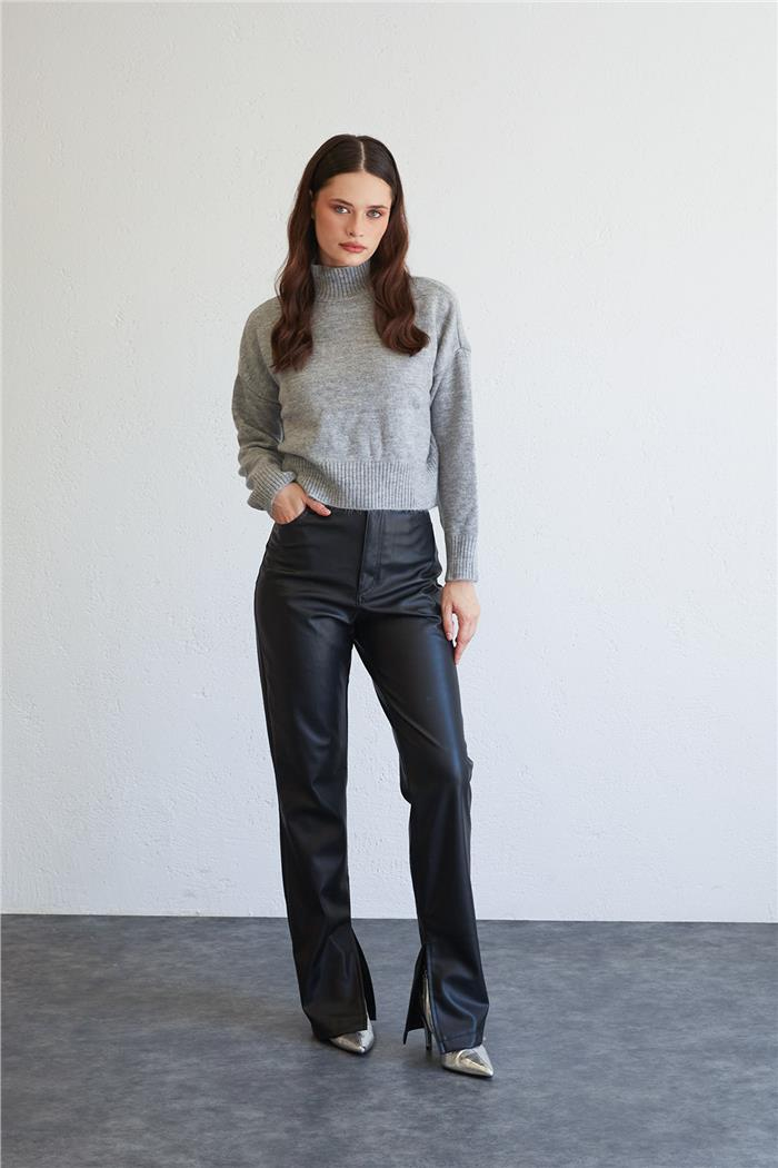 Avrile Basic Dik Yaka Triko Kazak GRİ A92237-S