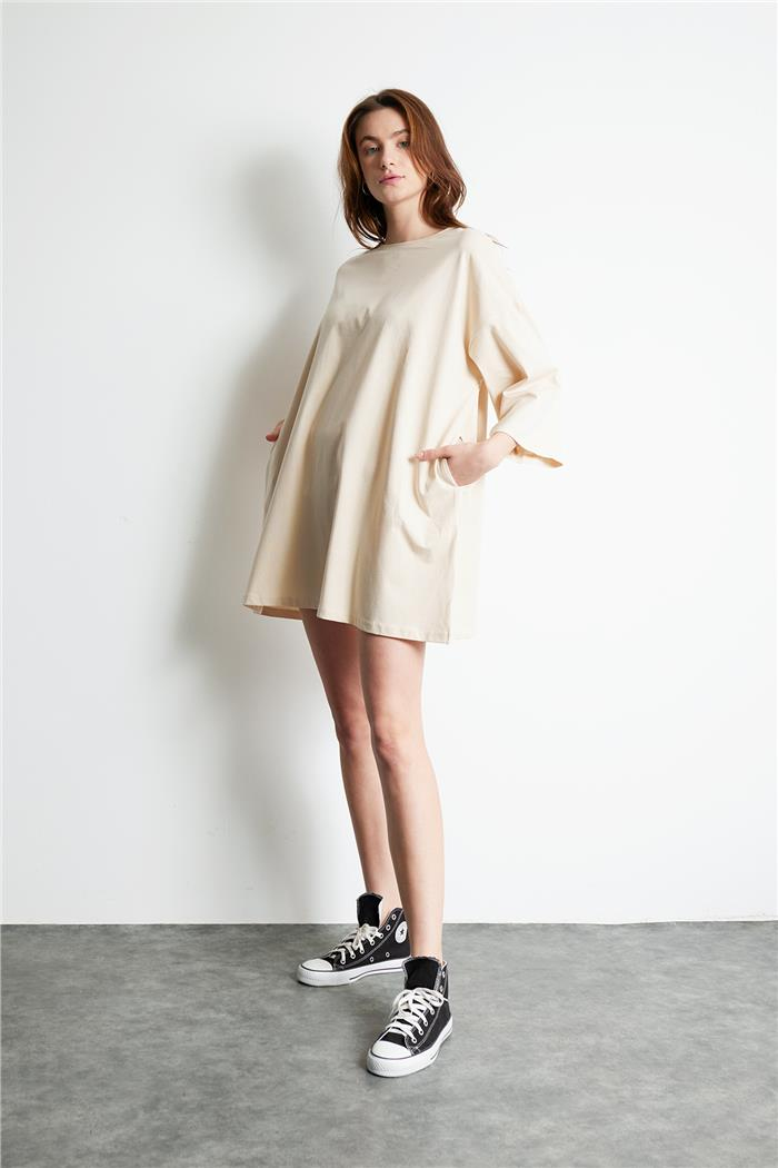Avrile OVERSIZE  ELBİSE BEJ A24-10273