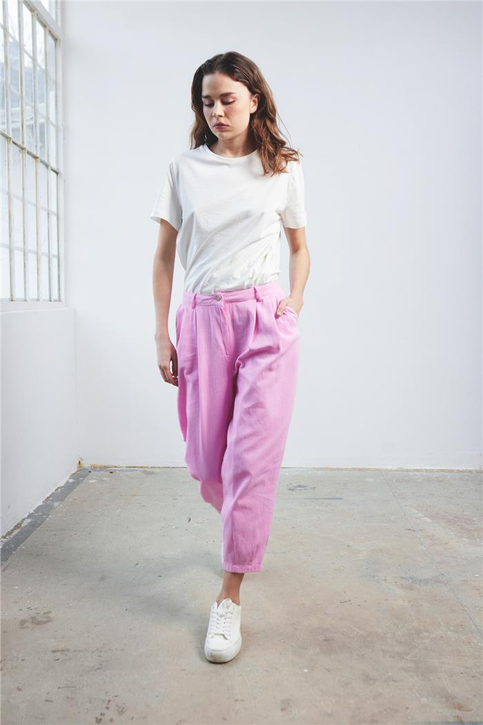 Avrile PAÇA PİLE DETAYLI PANTOLON PEMBE A23-10220
