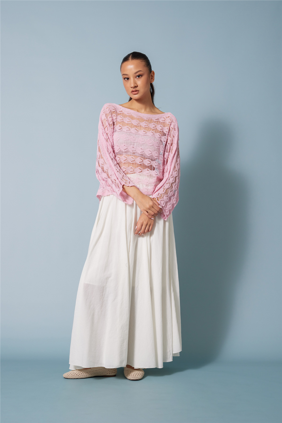 Nisan AJURLU TRİKO BLUZ PEMBE TT4798-Z