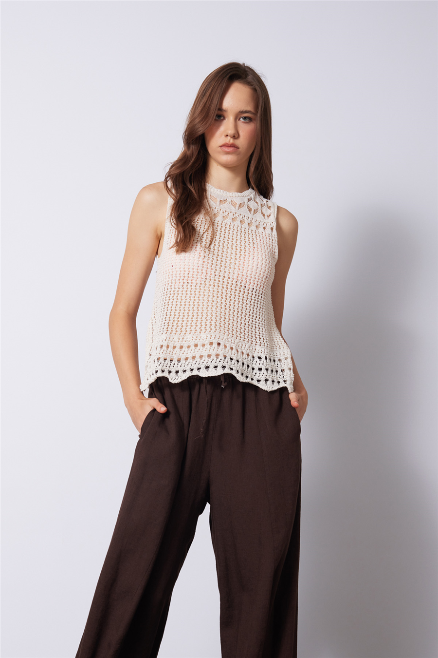 Nisan AJURLU TRİKO SÜVETER EKRU TT4816-Z