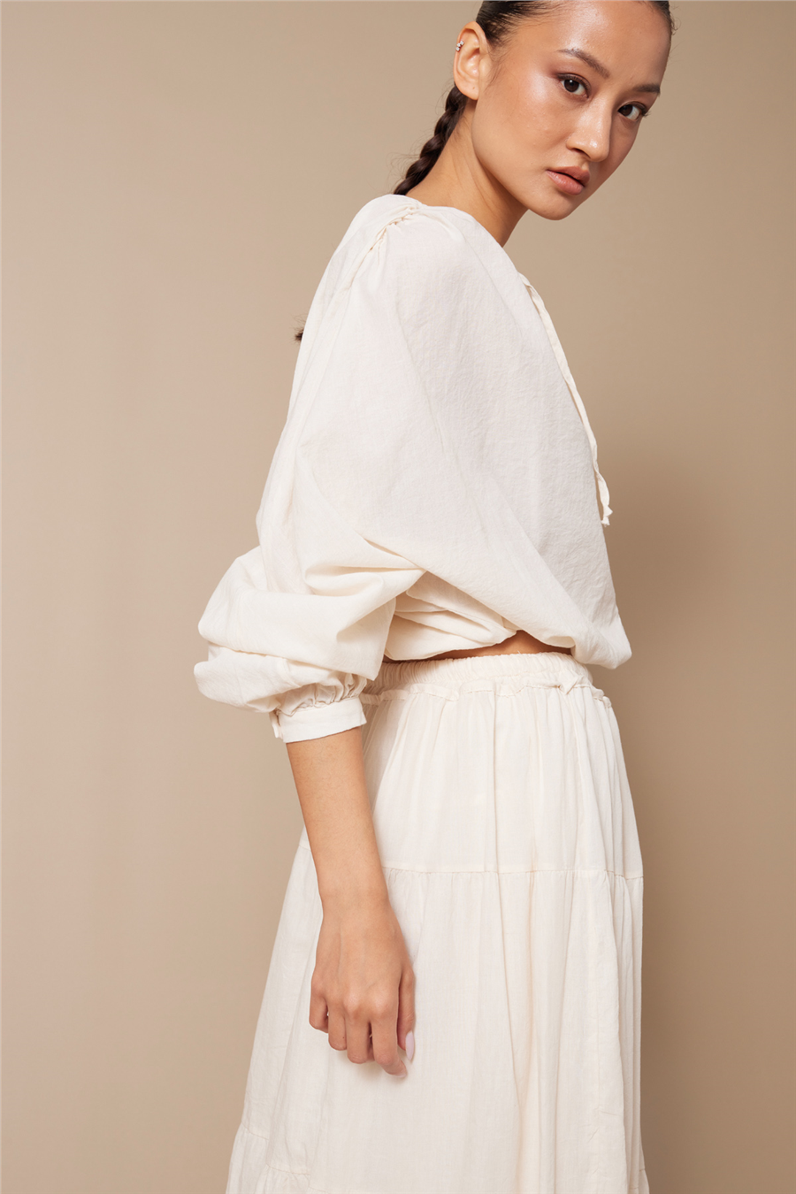 Nisan BAĞCIKLI BALON BLUZ NATUREL N26-2341