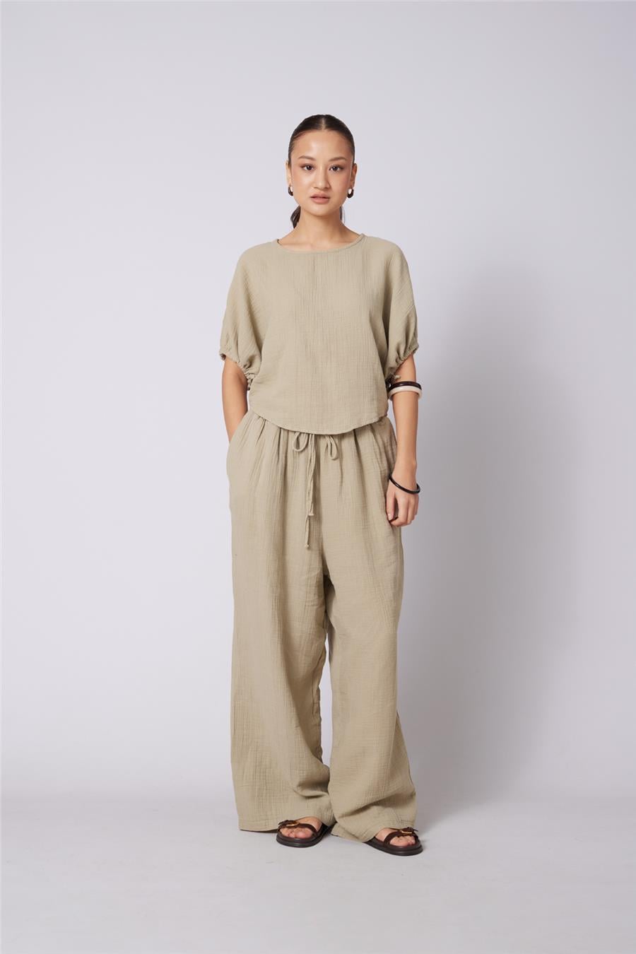 Nisan BAĞCIKLI STRAIGHT FIT PANTOLON ADAÇAYI N26-2324